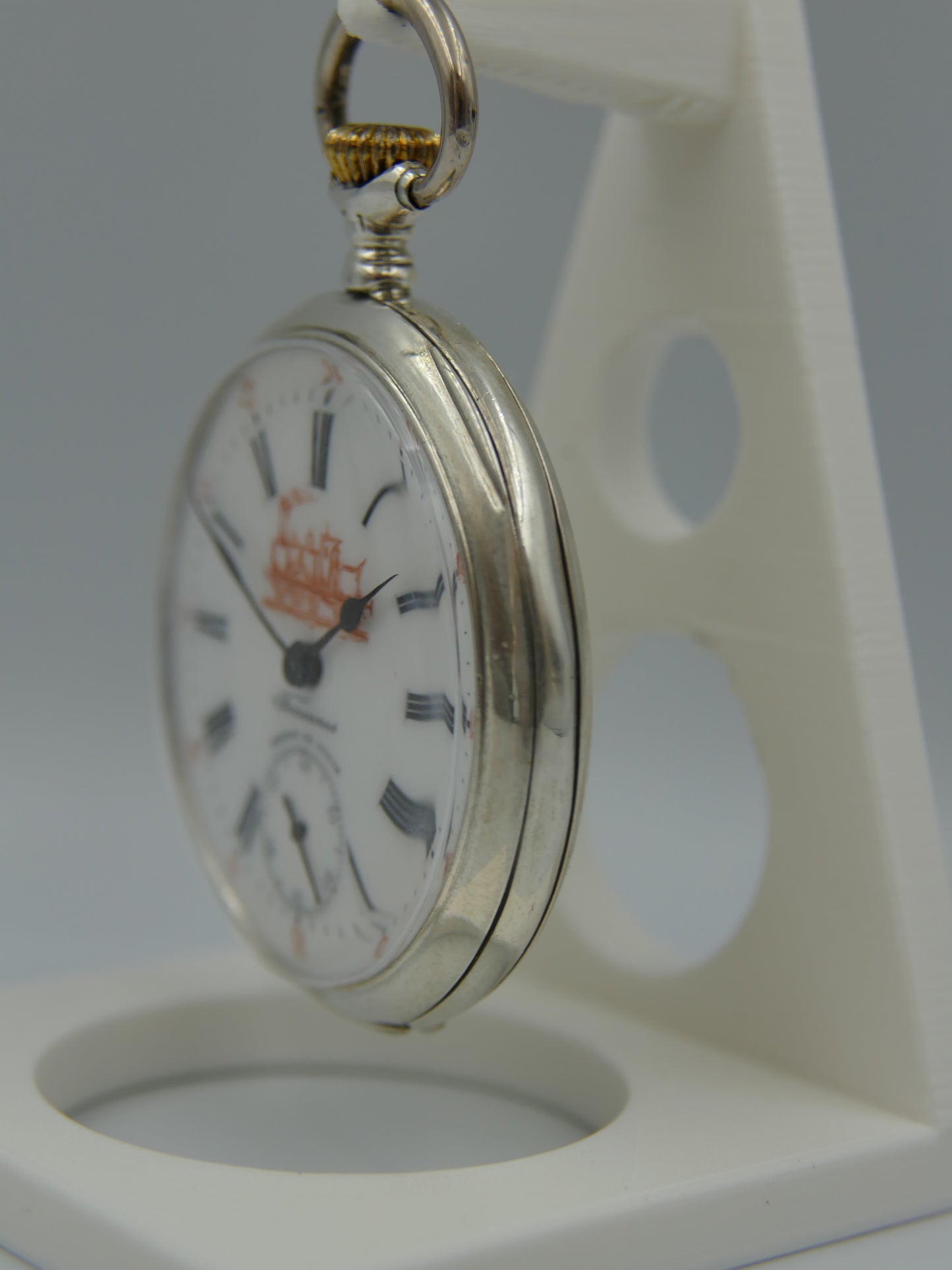 10s vintage gousset pocket watch Fenianos Silver 0.800 Swiss Made Railway Edition