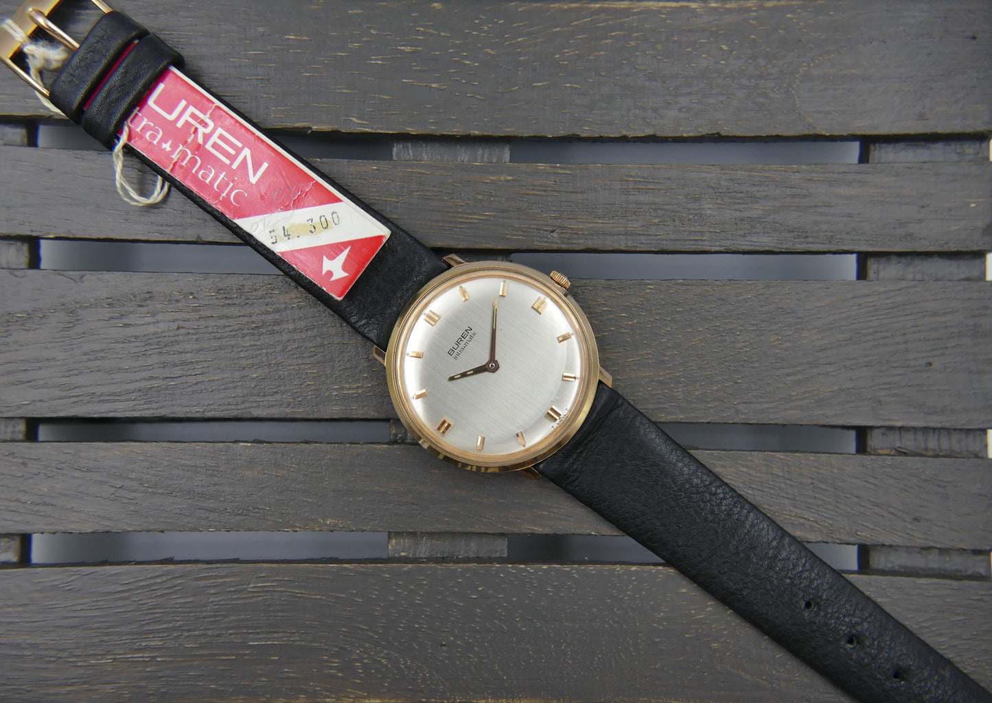 60s vintage watch mens Buren Micro Rotor Intra Matic Automatic 1280 slim rose gold pl ref 905701 NOS