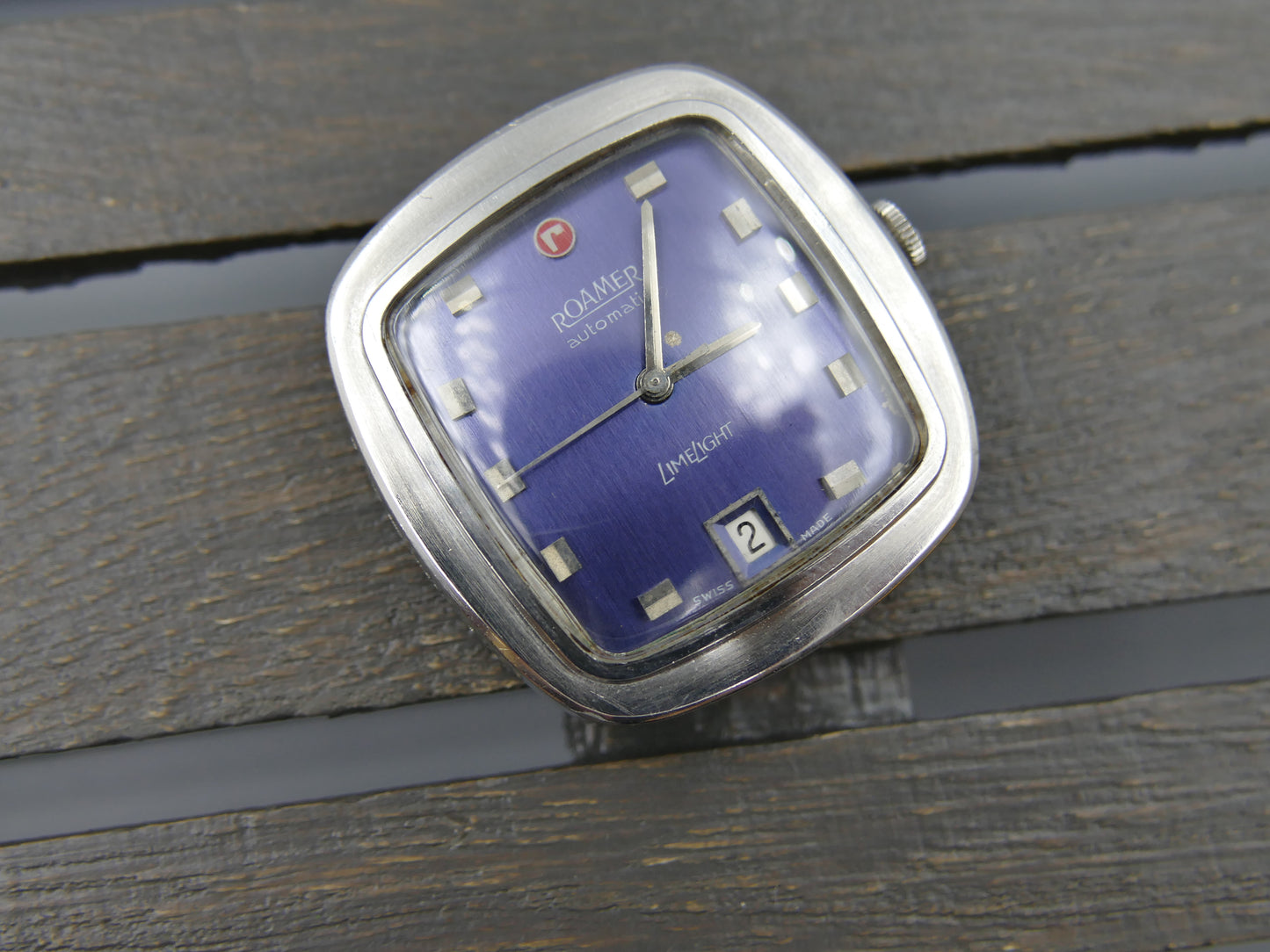 70s vintage watch mens Roamer LimeLight ref. 479.8120.604 automatic cal. MST 479 blue dial
