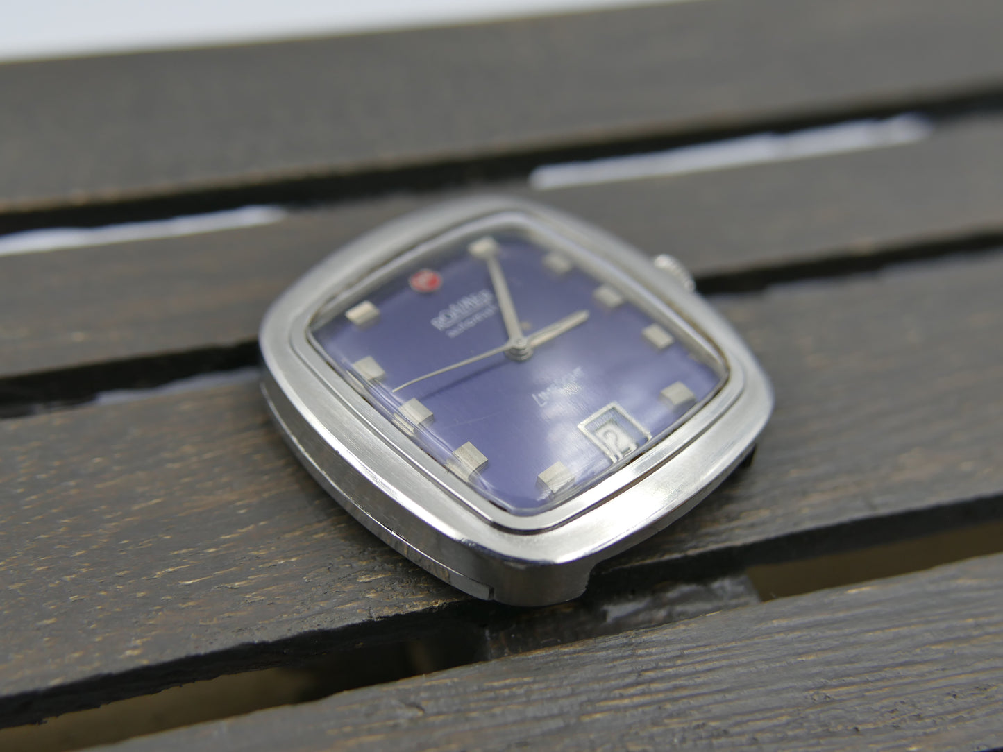 70s vintage watch mens Roamer LimeLight ref. 479.8120.604 automatic cal. MST 479 blue dial