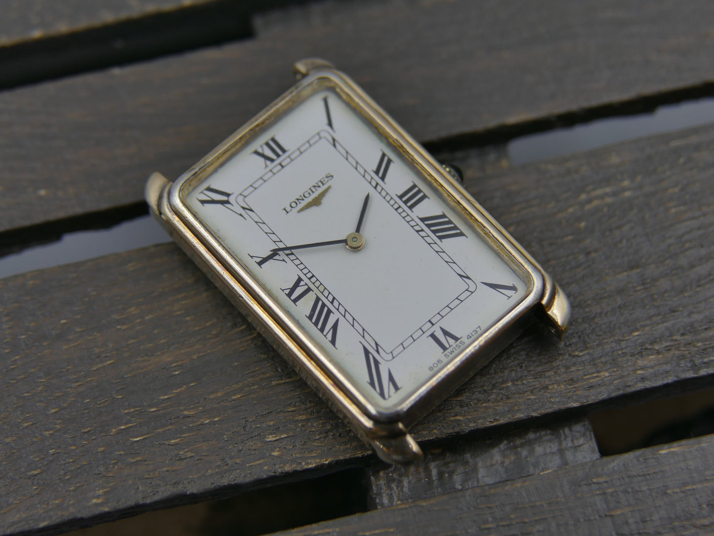 70s vintage watch mens Longines ref 4137 2 tank silver Vermeil 925 hand wind cal 5602