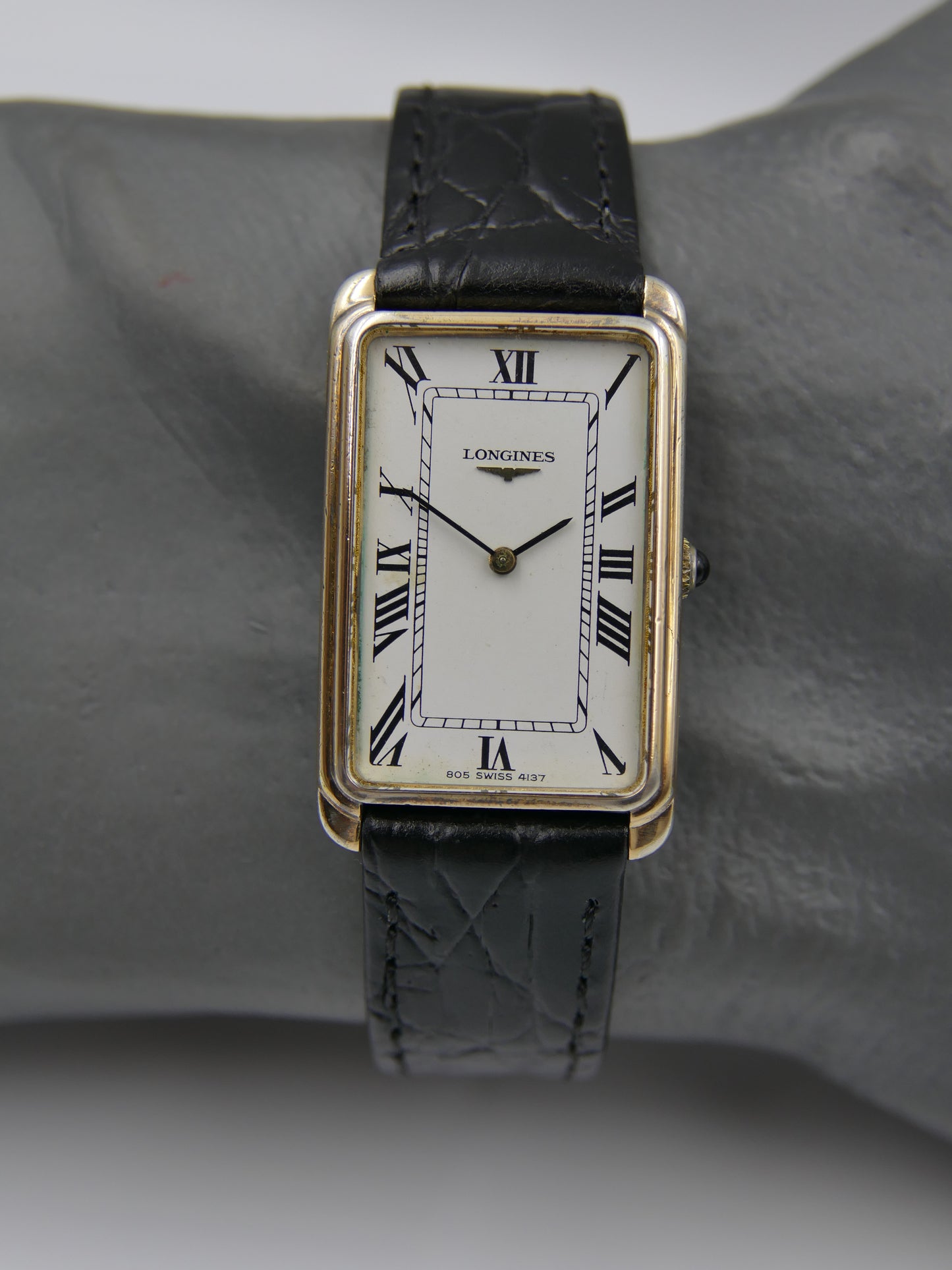 70s vintage watch mens Longines ref 4137 2 tank silver Vermeil 925 hand wind cal 5602