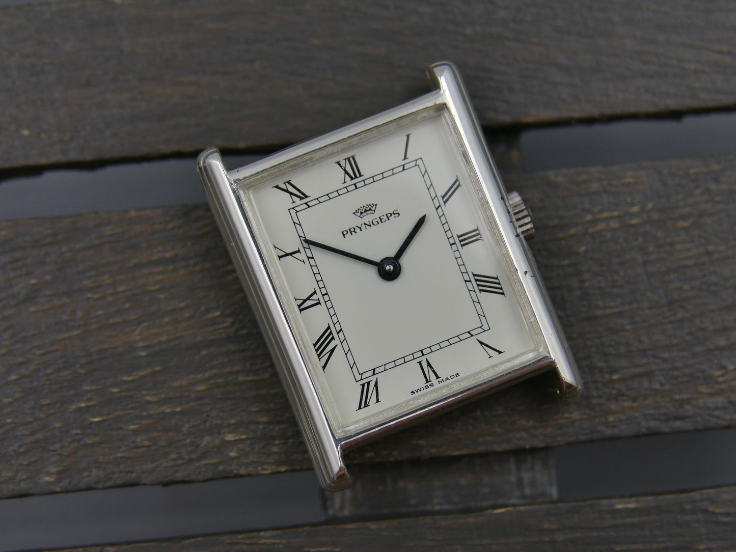vintage watch mens tank Pryngeps ref 2962 hand wind lorsa solid silver 925 serviced