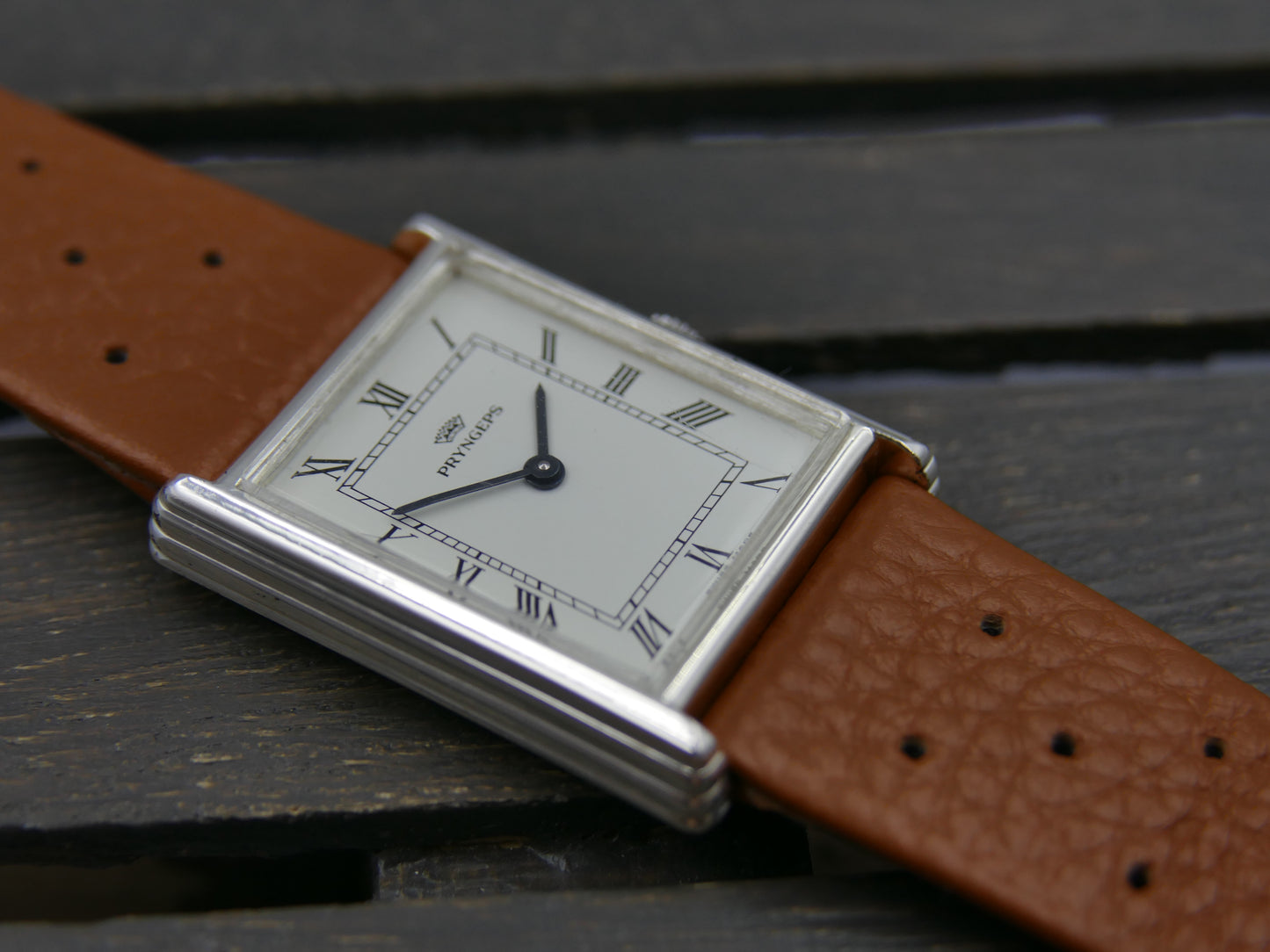 vintage watch mens tank Pryngeps ref 2962 hand wind lorsa solid silver 925 serviced