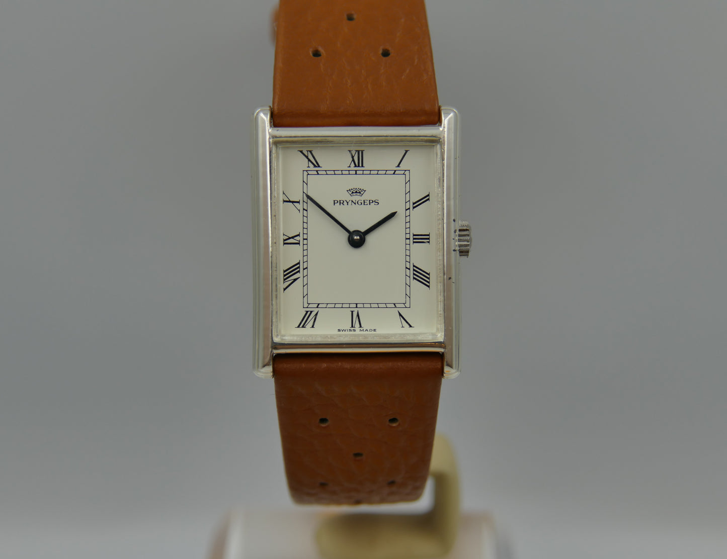 vintage watch mens tank Pryngeps ref 2962 hand wind lorsa solid silver 925 serviced