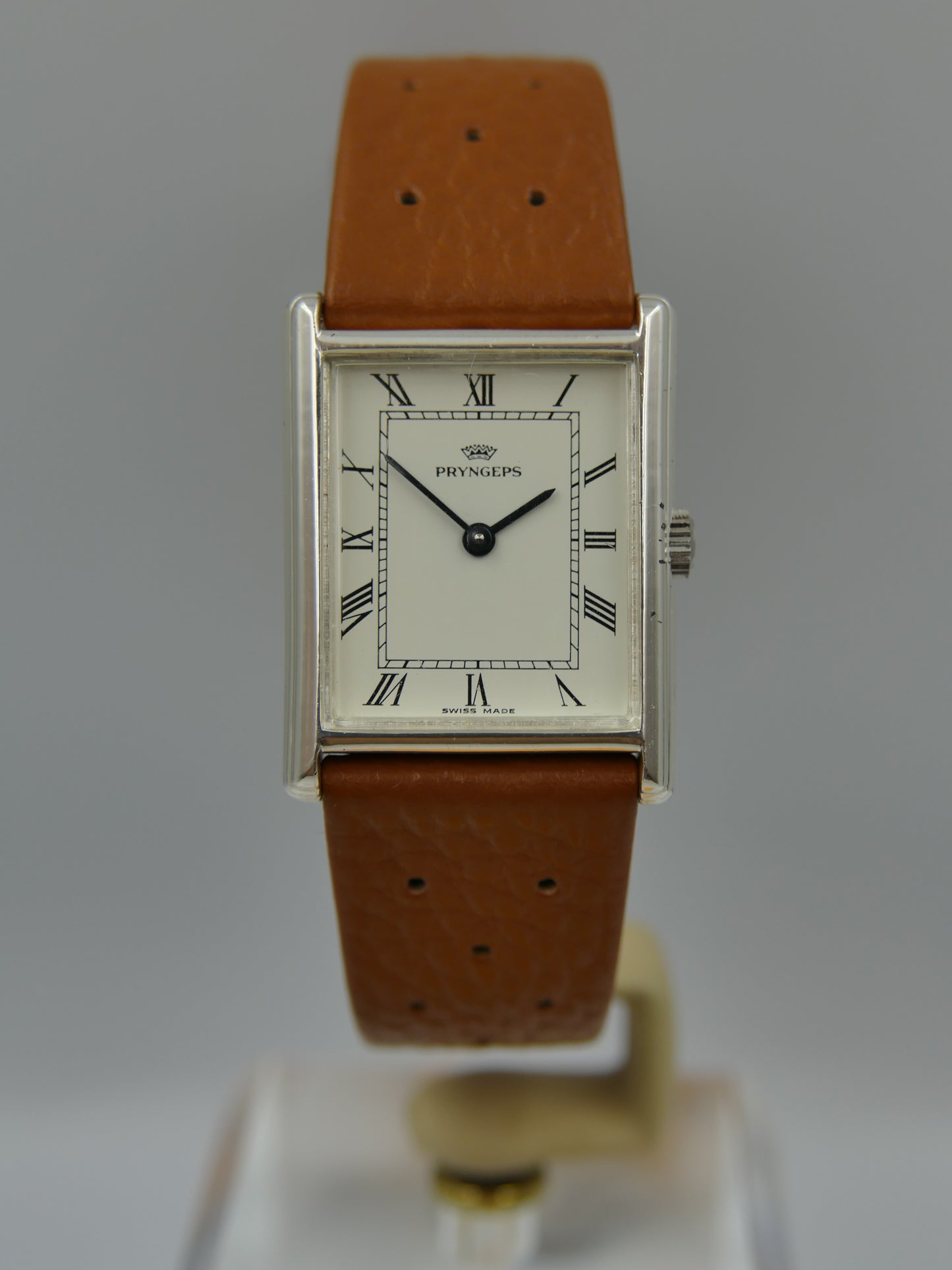 vintage watch mens tank Pryngeps ref 2962 hand wind lorsa solid silver 925 serviced