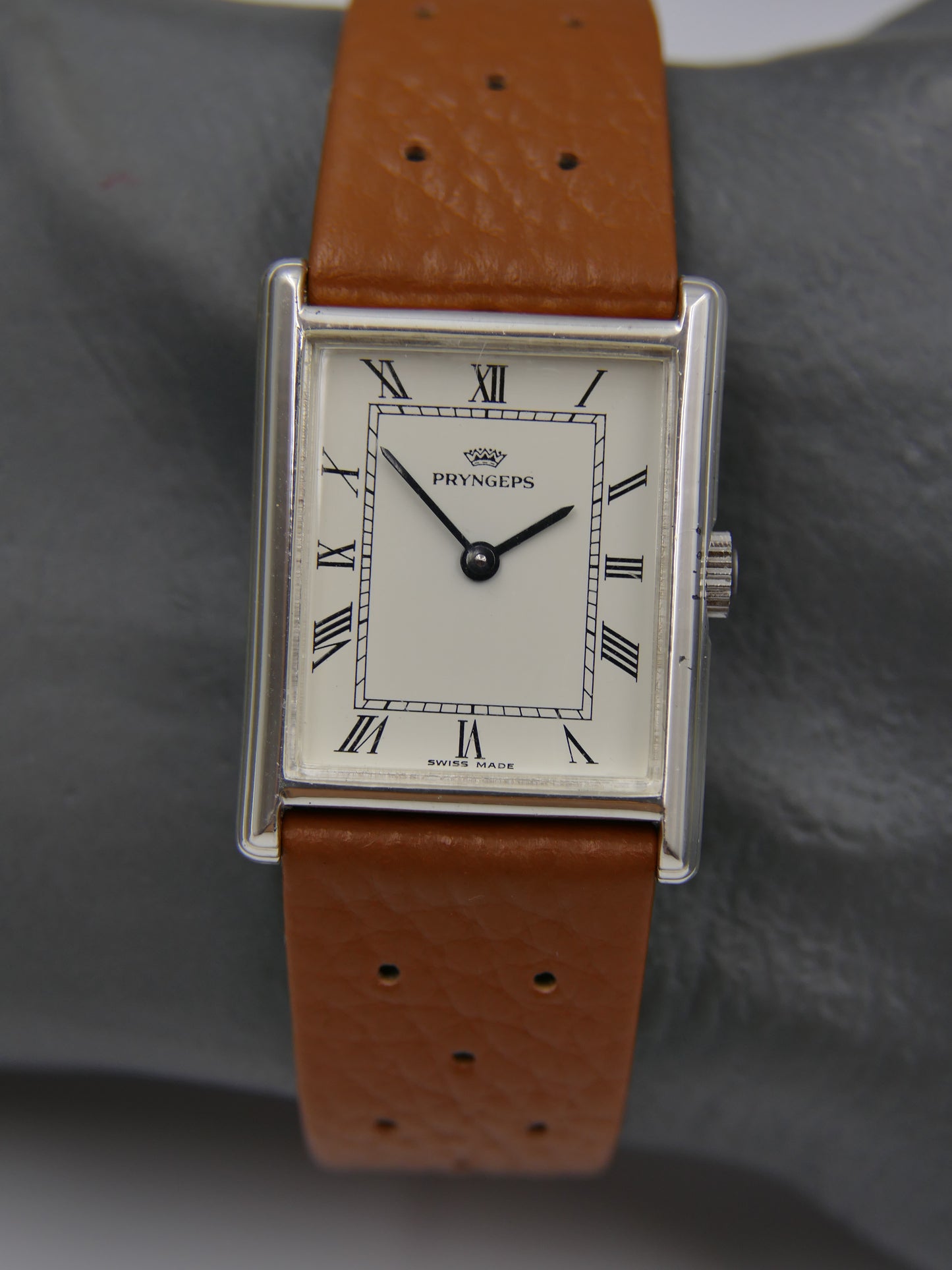 vintage watch mens tank Pryngeps ref 2962 hand wind lorsa solid silver 925 serviced
