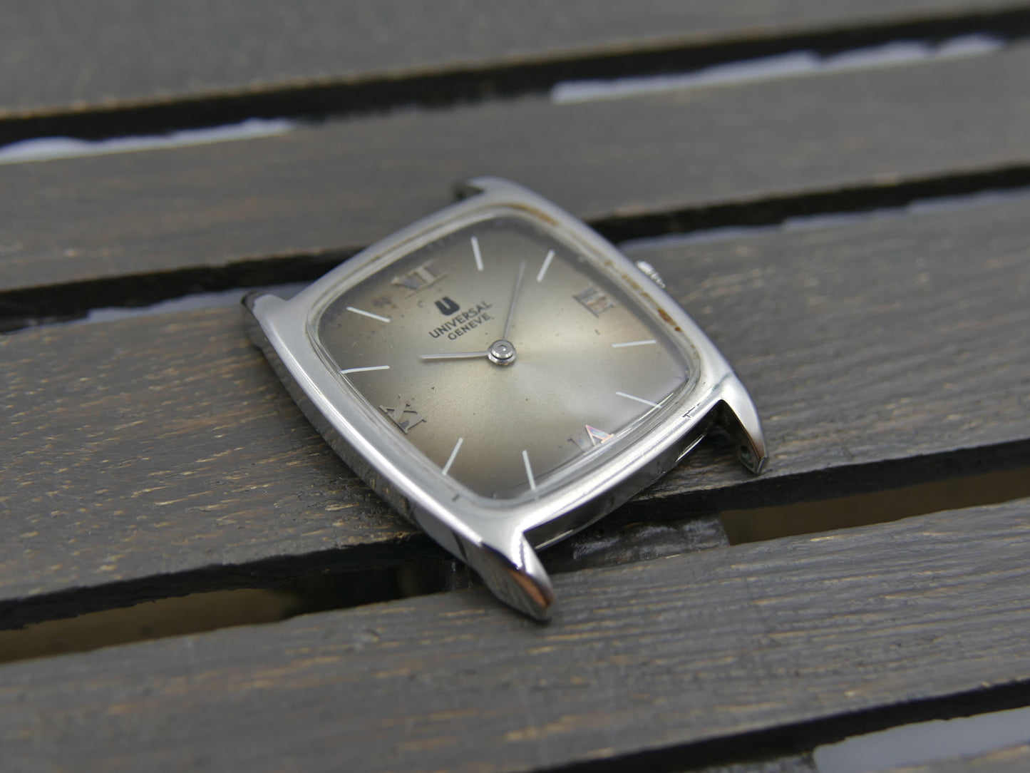 60s vintage watch mens Universal Geneve Tank hand wind  Cal 1-42 ref 842114 ultra slim coffee serviced