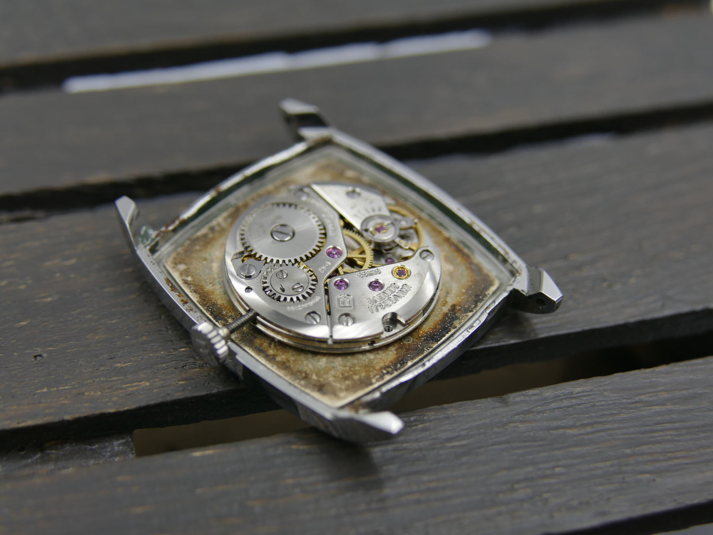 60s vintage watch mens Universal Geneve Tank hand wind  Cal 1-42 ref 842114 ultra slim coffee serviced