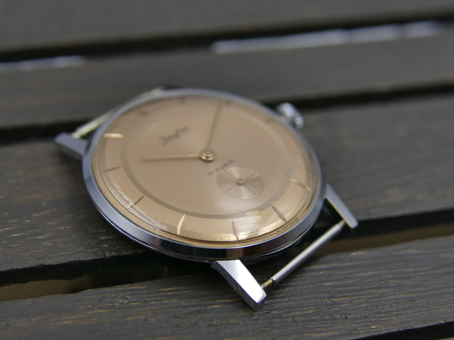 60s vintage watch mens dress thin Jungfrau hand wind FE 71 salmon dial