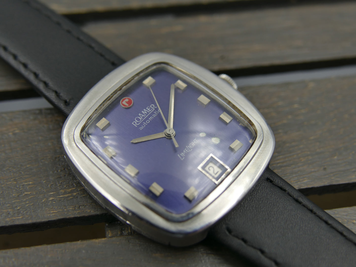 70s vintage watch mens Roamer LimeLight ref. 479.8120.604 automatic cal. MST 479 blue dial
