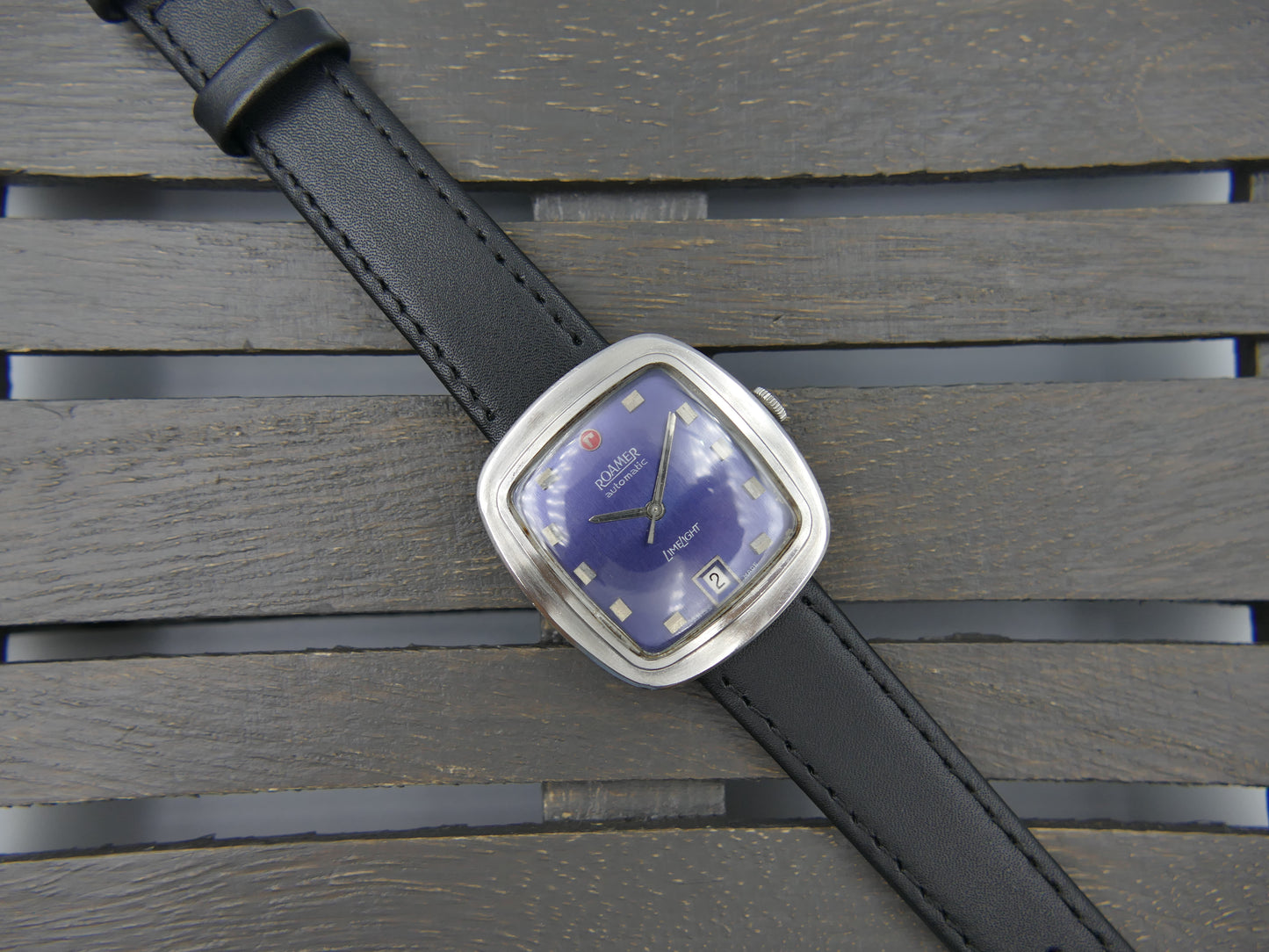 70s vintage watch mens Roamer LimeLight ref. 479.8120.604 automatic cal. MST 479 blue dial