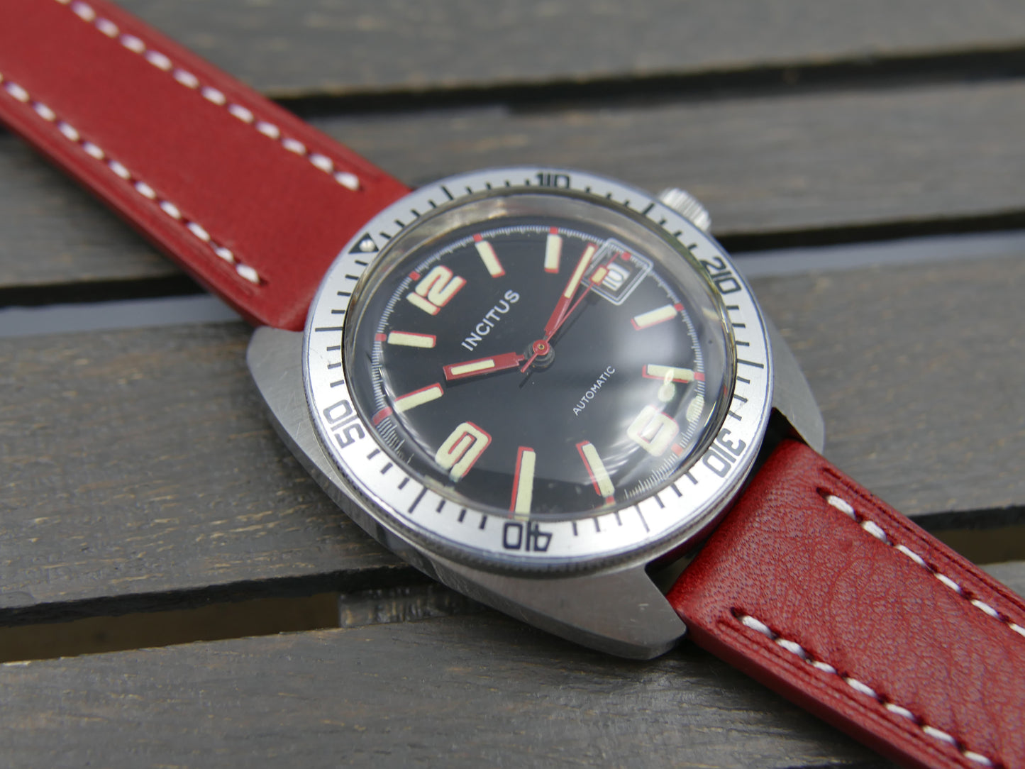 70s vintage watch mens diver plongee Incitus automatic FE 3611 SS serviced