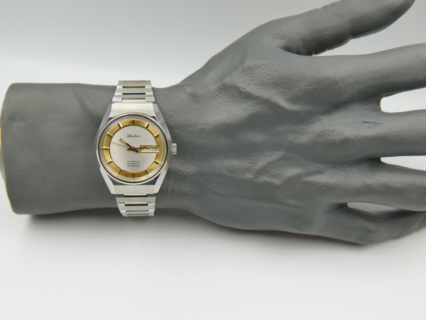 70s Vintage watch mens NOS Starlux ref 6004 automatic eta 2879 SS serviced