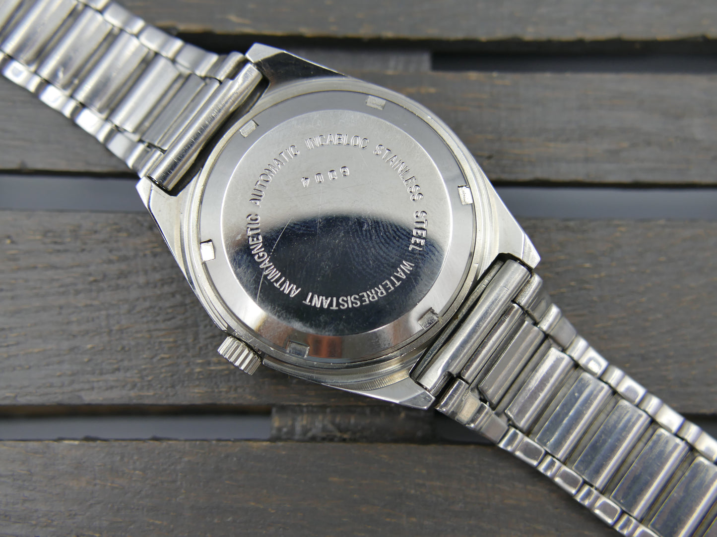 70s Vintage watch mens NOS Starlux ref 6004 automatic eta 2879 SS serviced