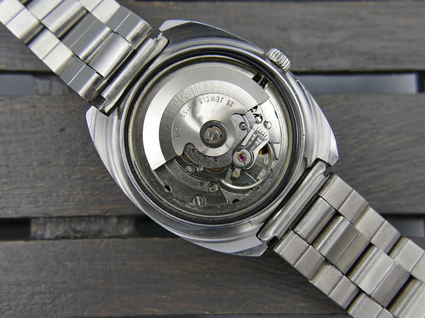 70s vintage watch mens Lancia automatic eta 2789 25j green dial SS serviced