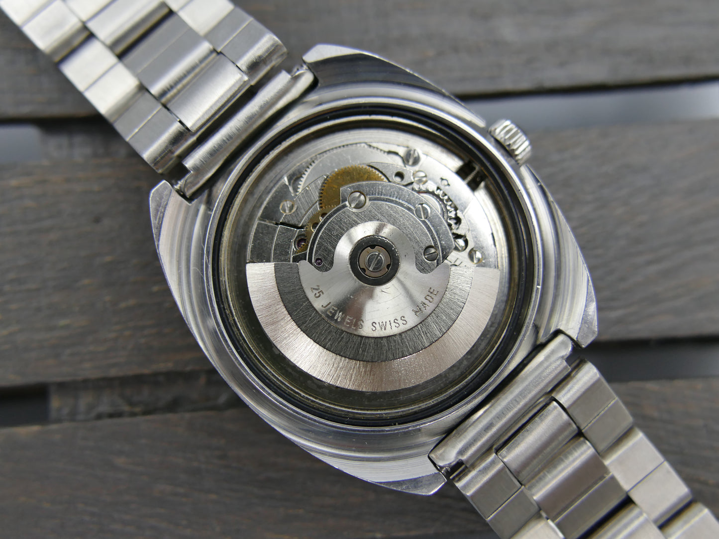 70s vintage watch mens Lancia automatic eta 2789 25j green dial SS serviced