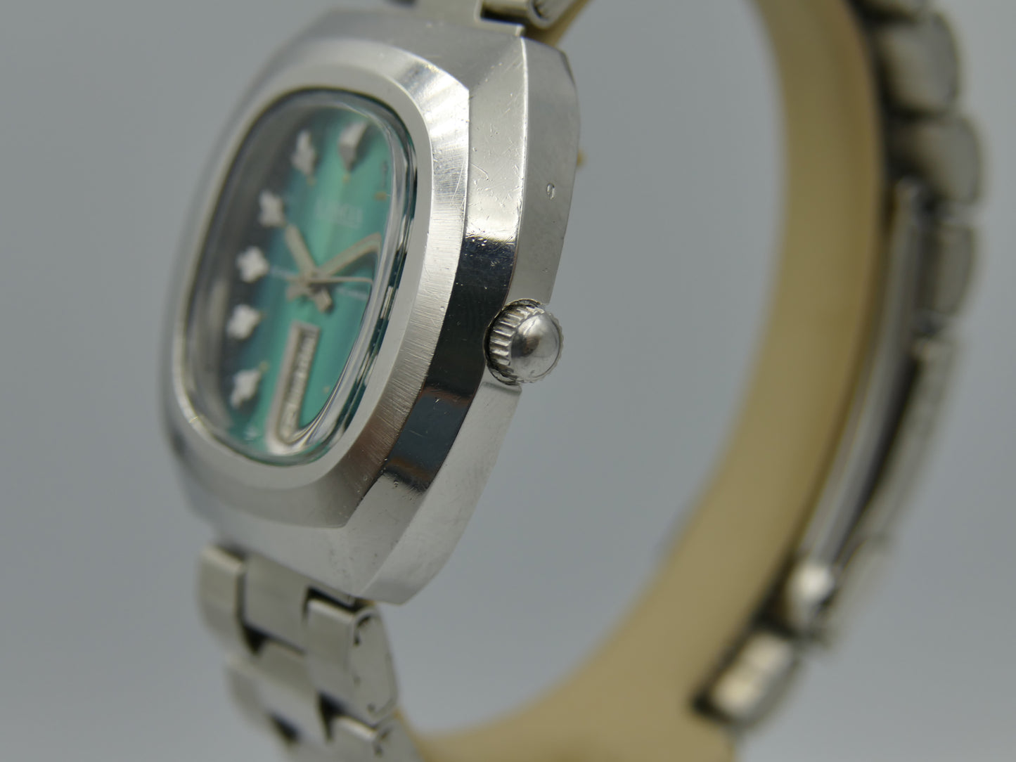 70s vintage watch mens Lancia automatic eta 2789 25j green dial SS serviced