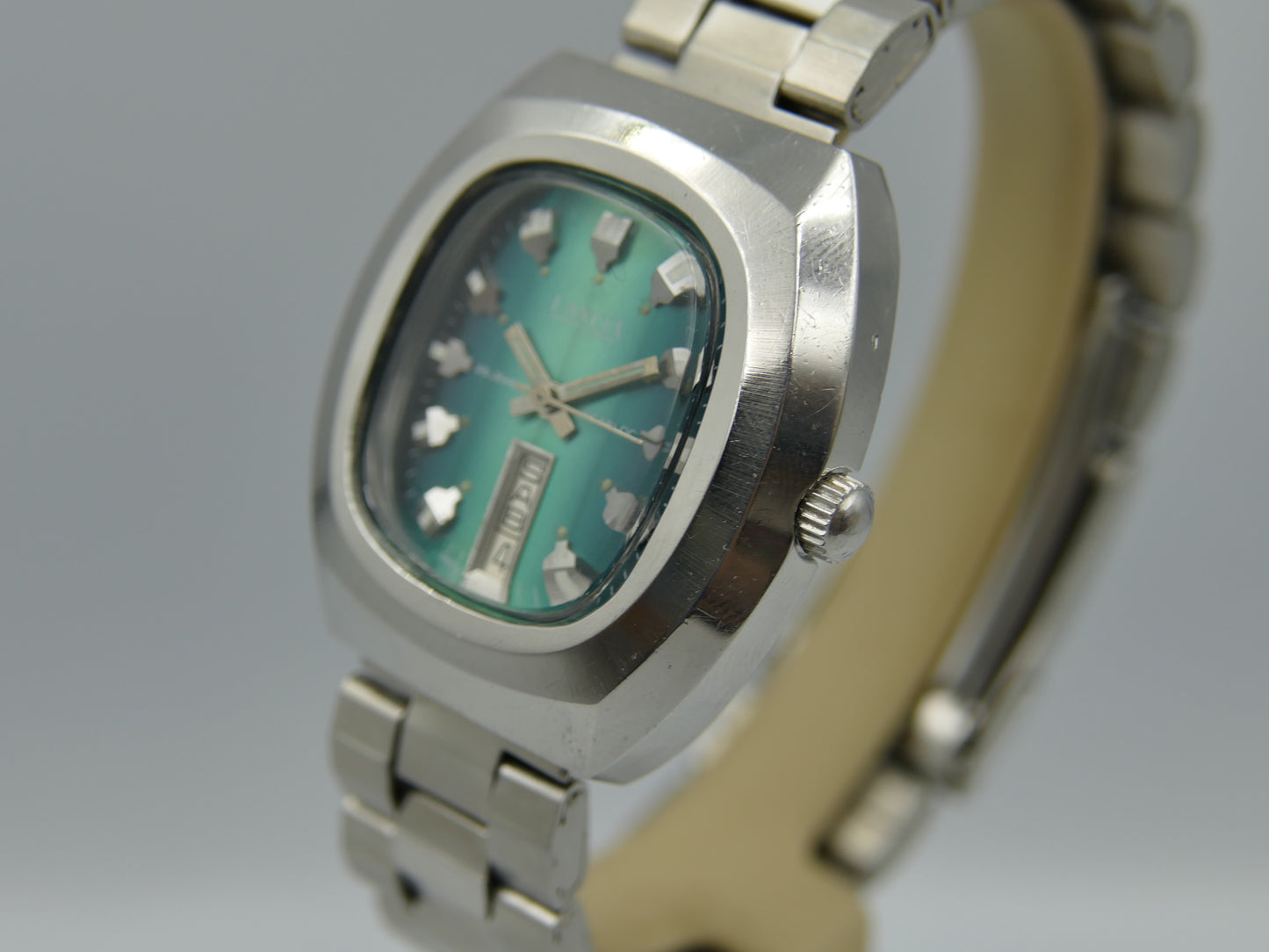 70s vintage watch mens Lancia automatic eta 2789 25j green dial SS serviced