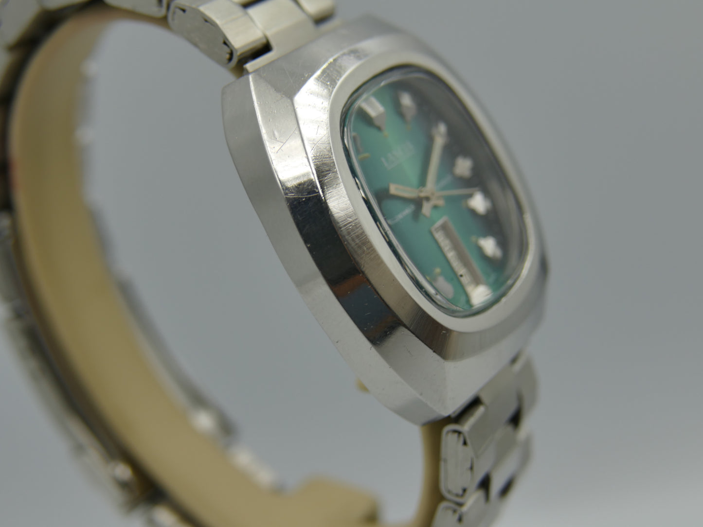 70s vintage watch mens Lancia automatic eta 2789 25j green dial SS serviced