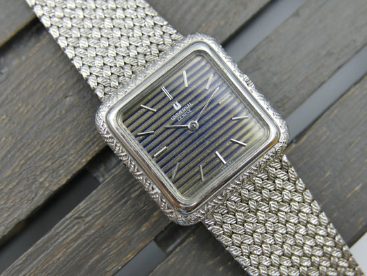 60s vintage watch mens Universal geneve tank ref 842676 hand wind 1-42 solid silver bracelet