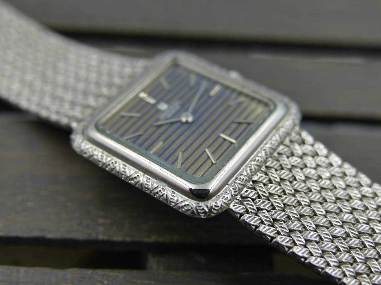 60s vintage watch mens Universal geneve tank ref 842676 hand wind 1-42 solid silver bracelet