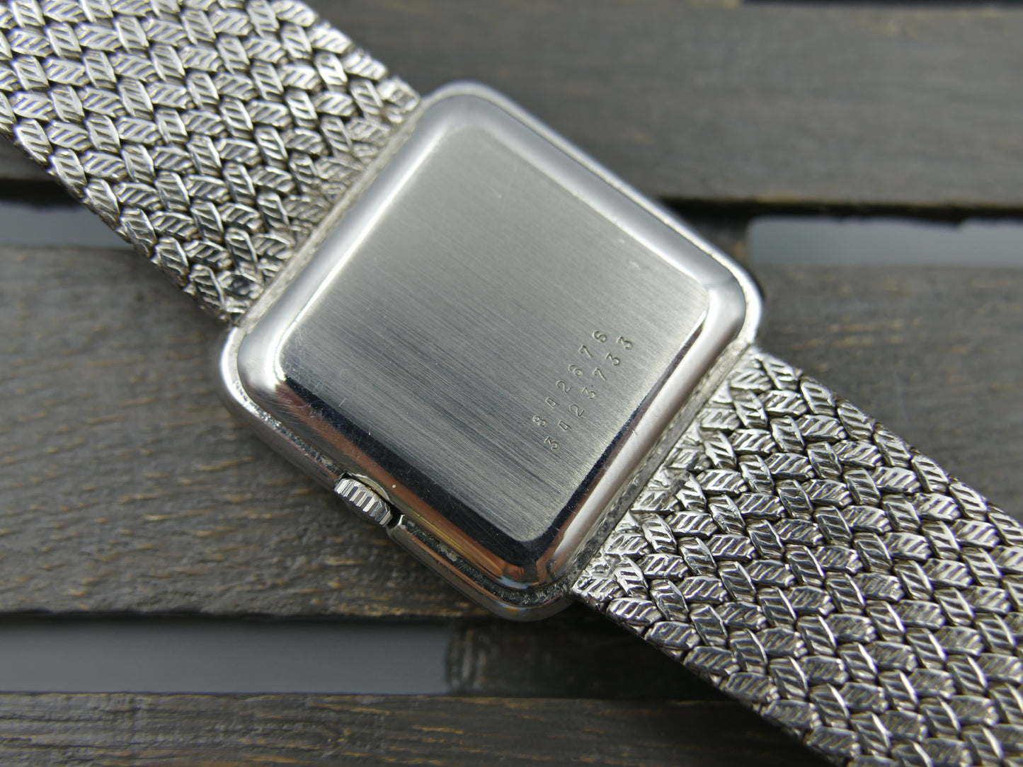 60s vintage watch mens Universal geneve tank ref 842676 hand wind 1-42 solid silver bracelet