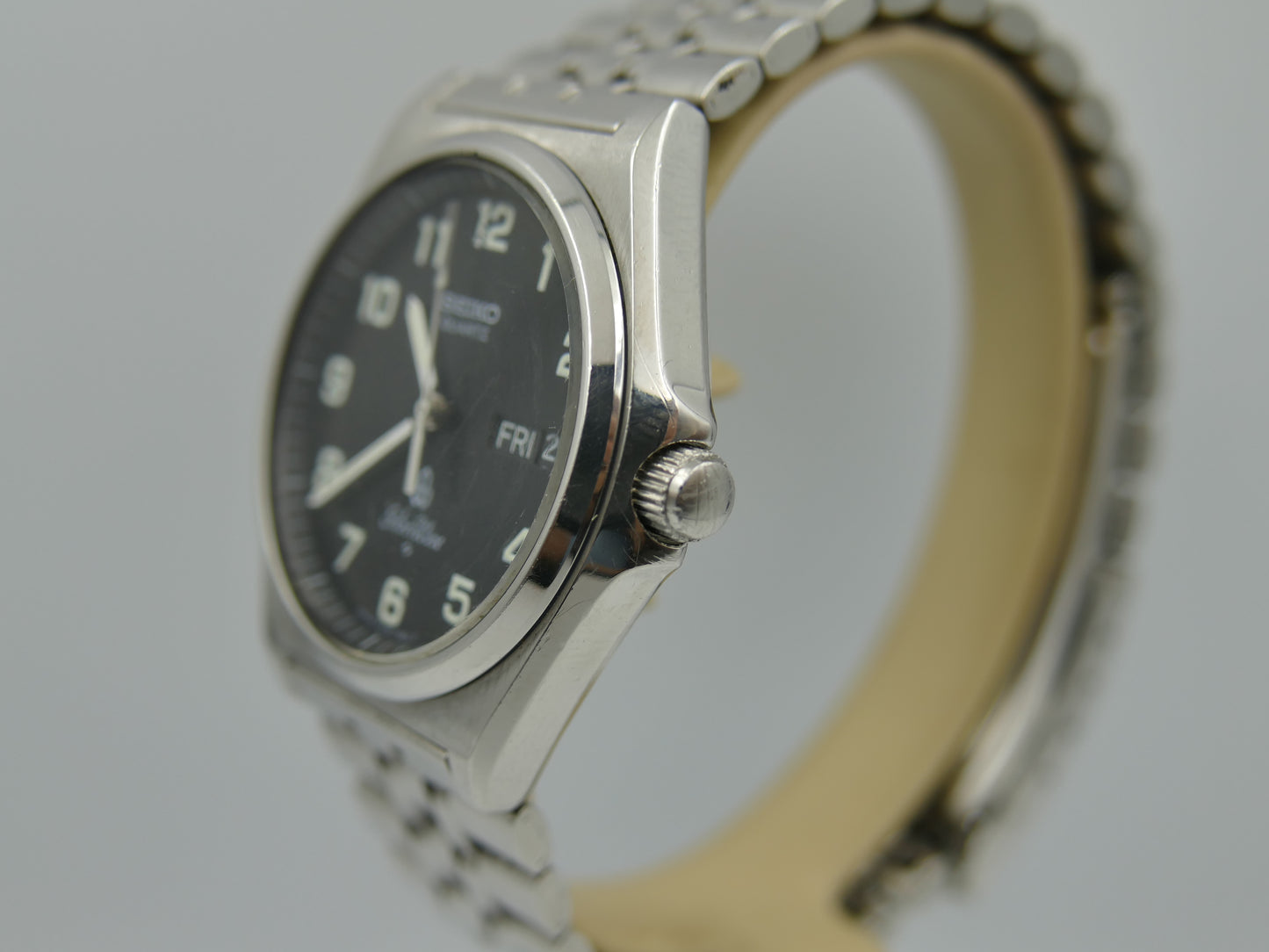 80s vintage watch mens Seiko SilverWave 8229-7000 - Black Dial Field Watch