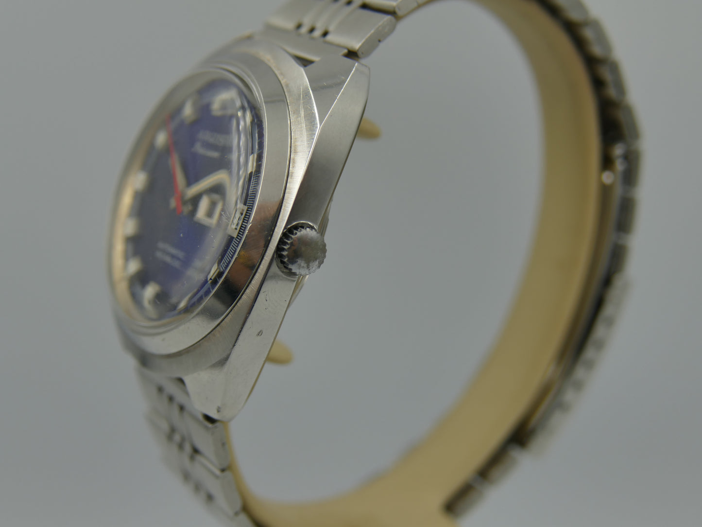 70s vintage watch mens Argus precision ref 11219 automatic AS 2066 swiss SS blue dial