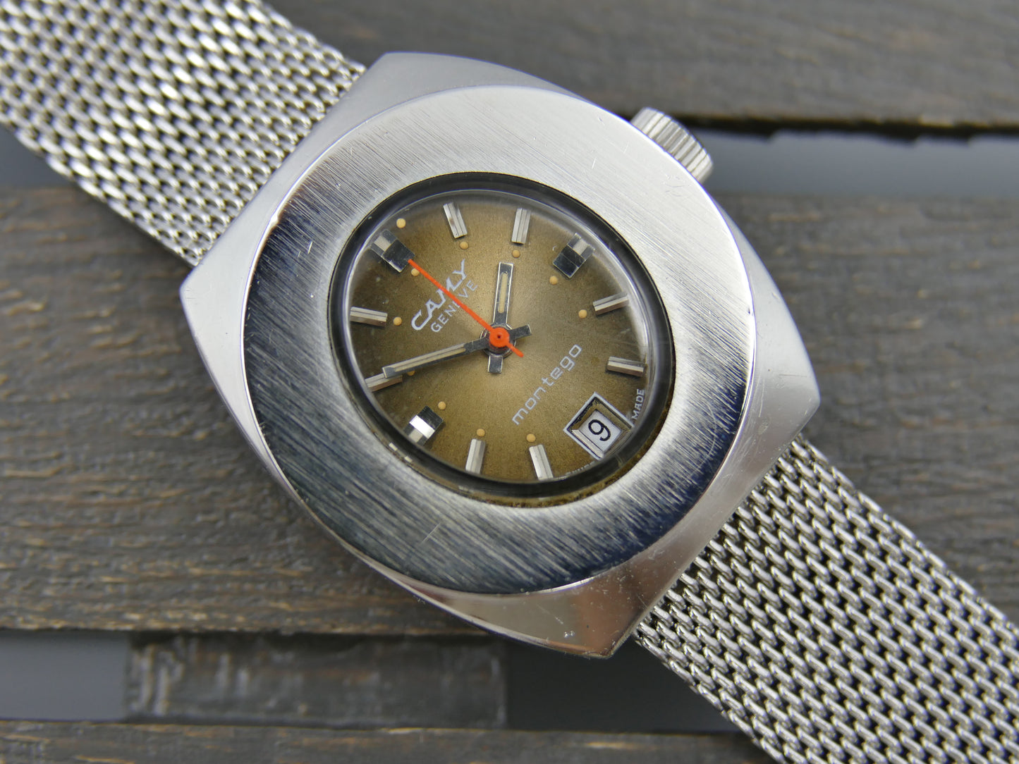 70s vintage watch ladies Camy geneve montego ref. 2122 automatic cal 2551 brown serviced