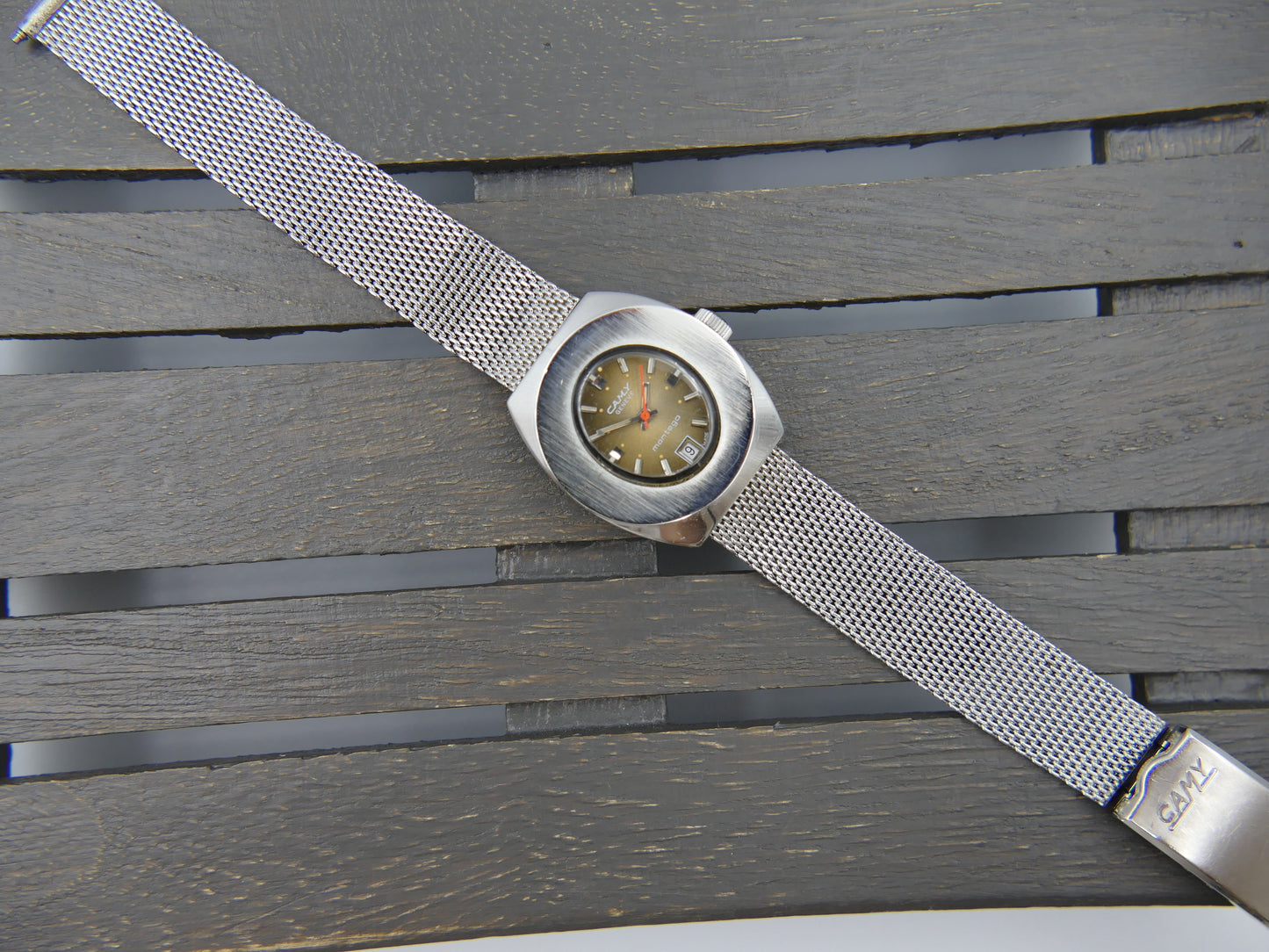 70s vintage watch ladies Camy geneve montego ref. 2122 automatic cal 2551 brown serviced
