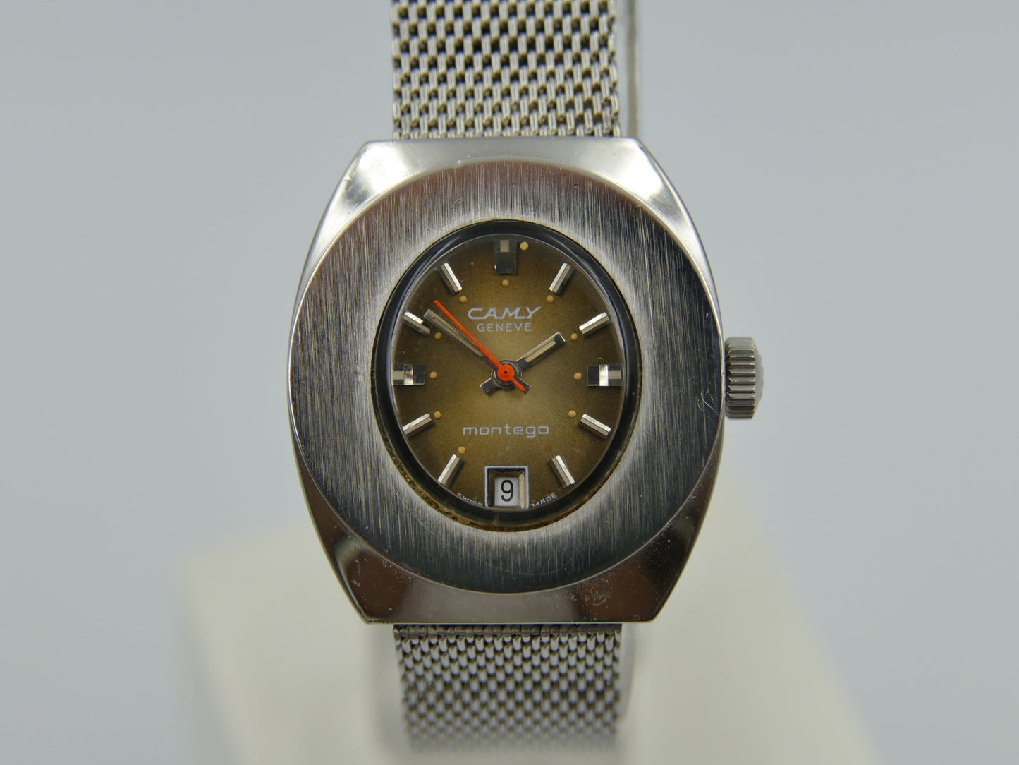 70s vintage watch ladies Camy geneve montego ref. 2122 automatic cal 2551 brown serviced