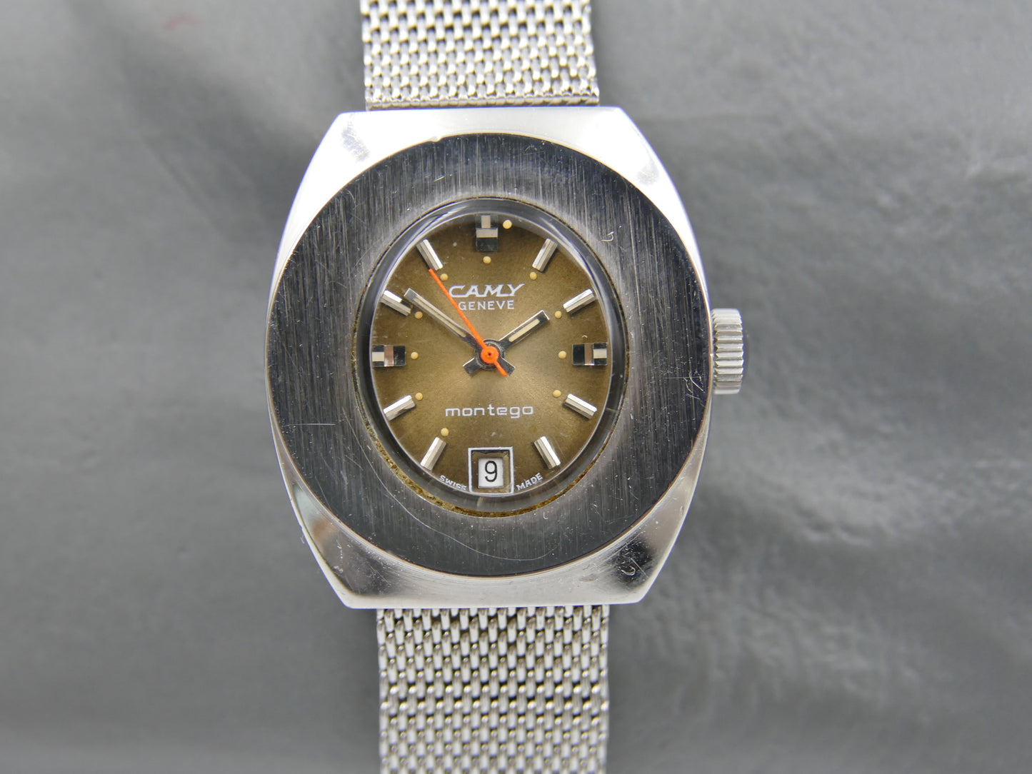 70s vintage watch ladies Camy geneve montego ref. 2122 automatic cal 2551 brown serviced