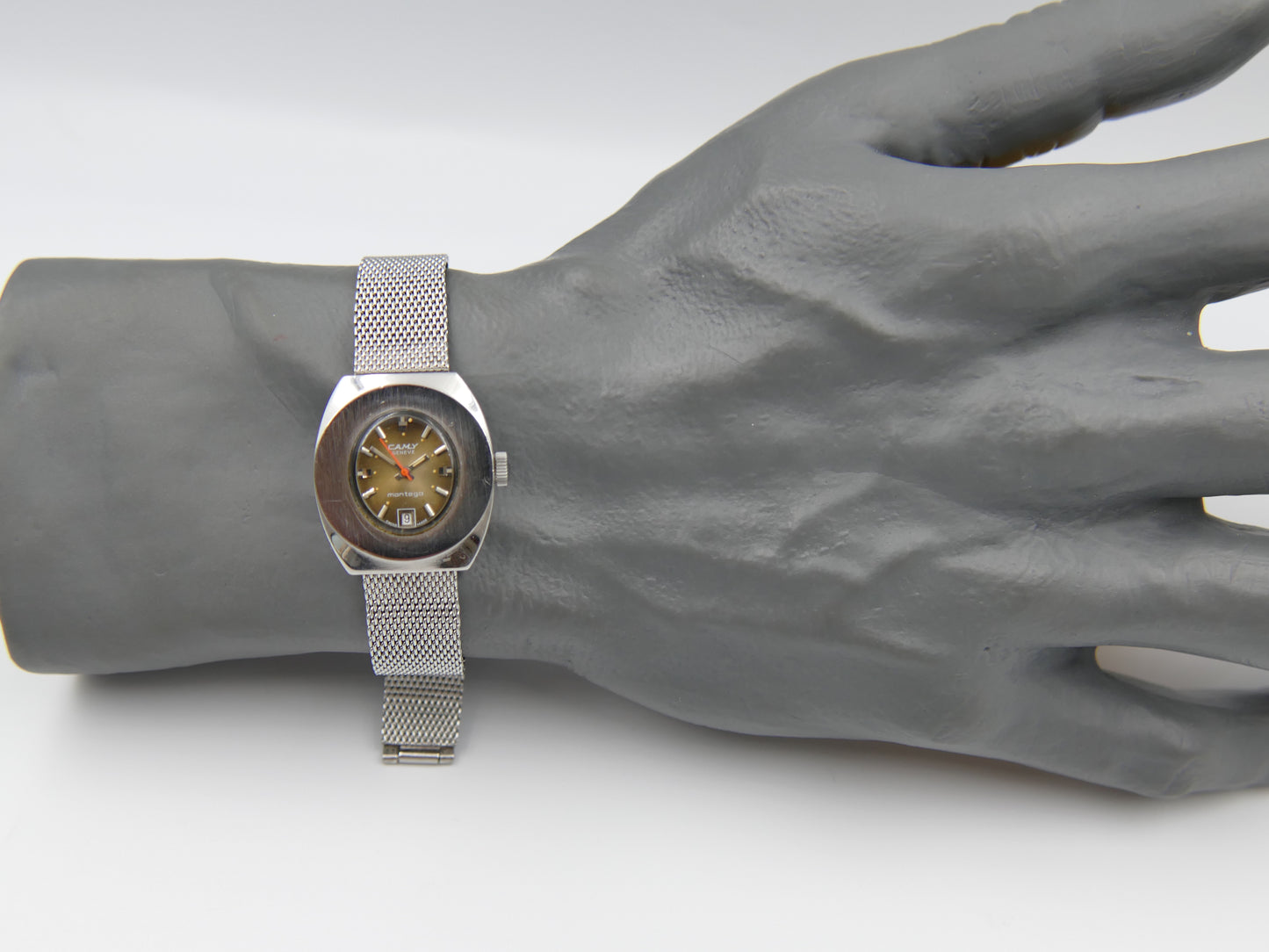 70s vintage watch ladies Camy geneve montego ref. 2122 automatic cal 2551 brown serviced