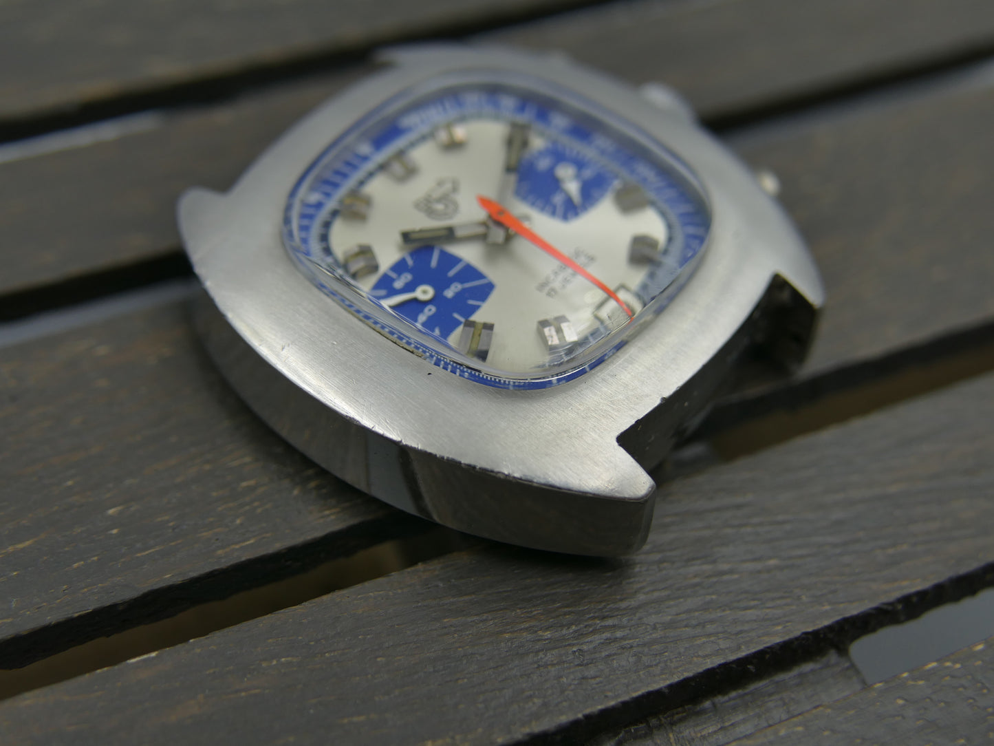 70s vintage watch mens chronograph Camif valjoux 7734 blue panda rare