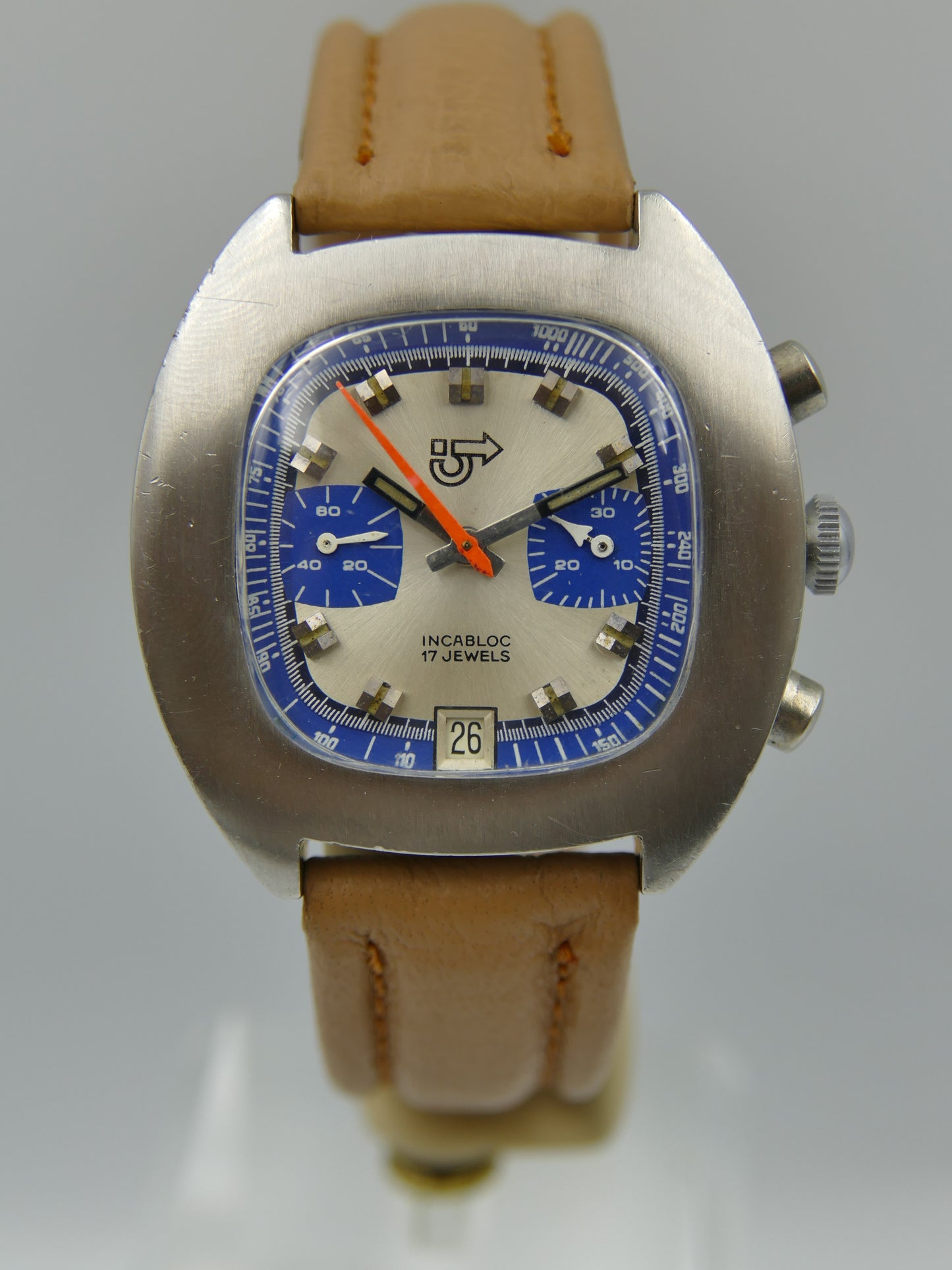 70s vintage watch mens chronograph Camif valjoux 7734 blue panda rare