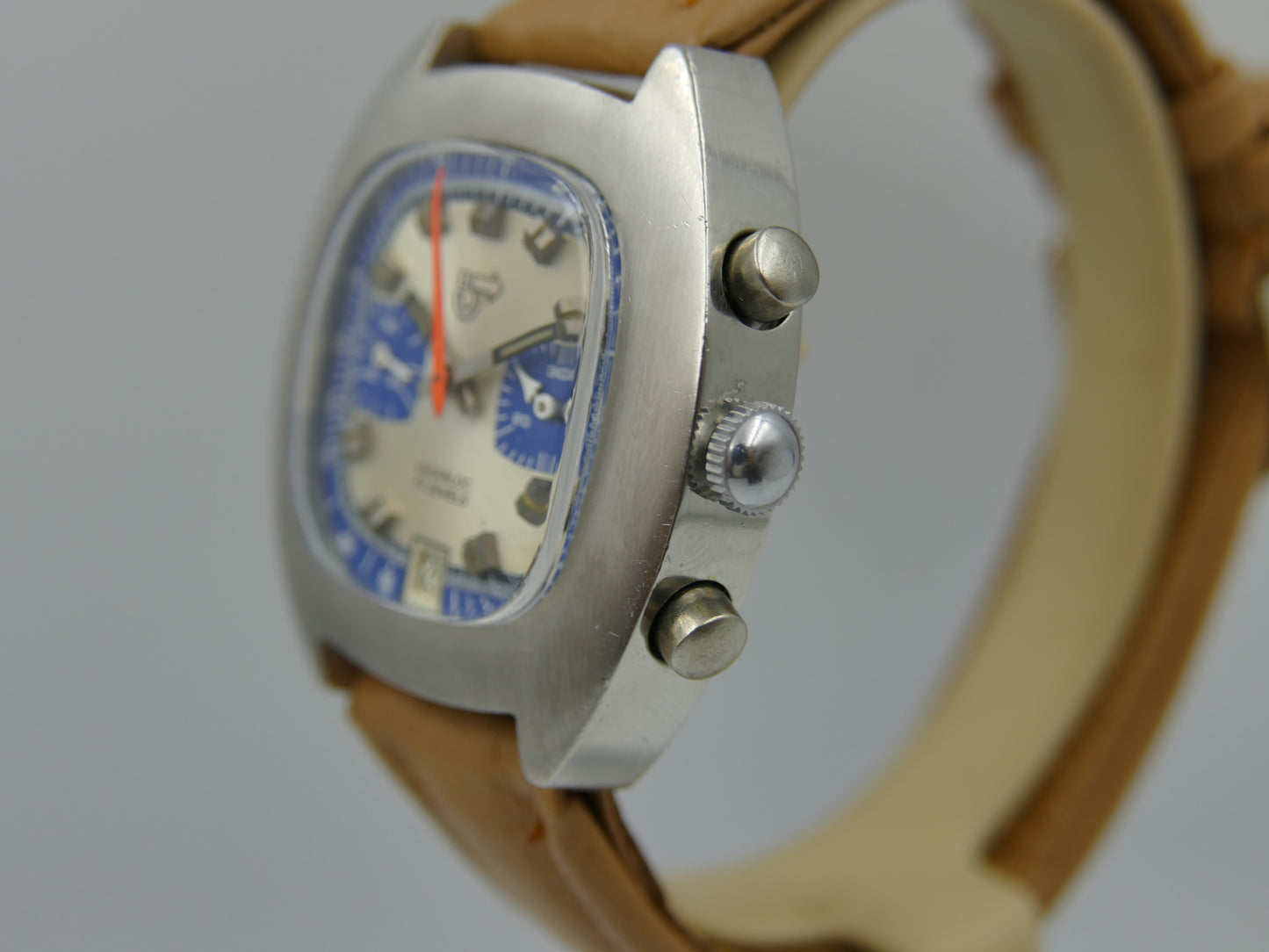 70s vintage watch mens chronograph Camif valjoux 7734 blue panda rare