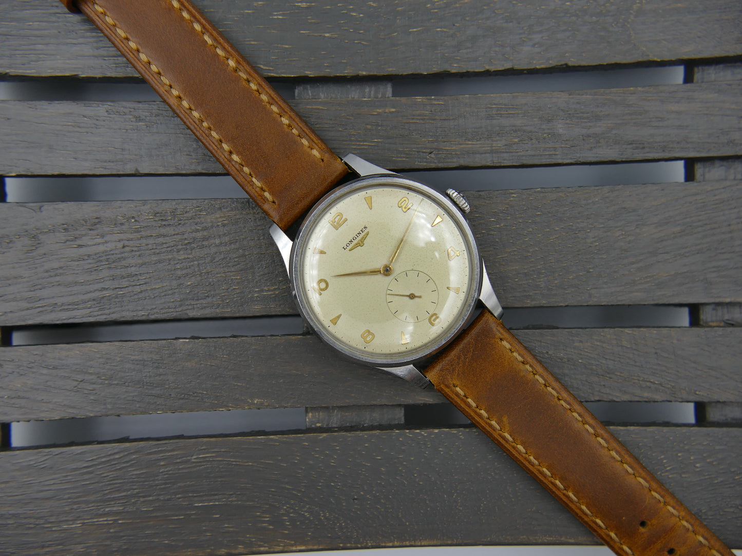 50s vintage watch mens jumbo Longines Calatrava ref 4914 43 cal.12.68N 37mm