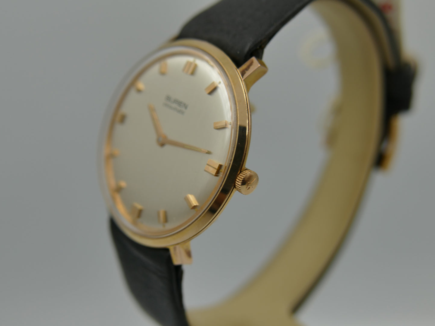60s vintage watch mens Buren Micro Rotor Intra Matic Automatic 1280 slim rose gold pl ref 905701 NOS