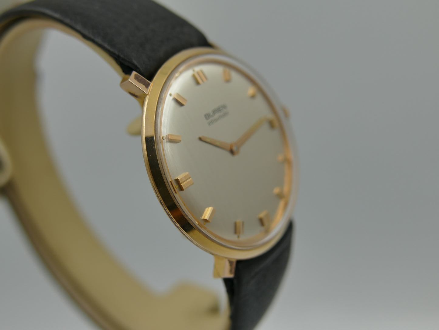 60s vintage watch mens Buren Micro Rotor Intra Matic Automatic 1280 slim rose gold pl ref 905701 NOS