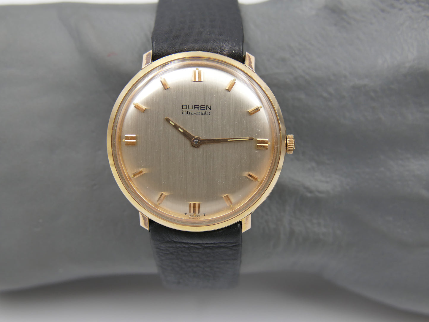 60s vintage watch mens Buren Micro Rotor Intra Matic Automatic 1280 slim rose gold pl ref 905701 NOS