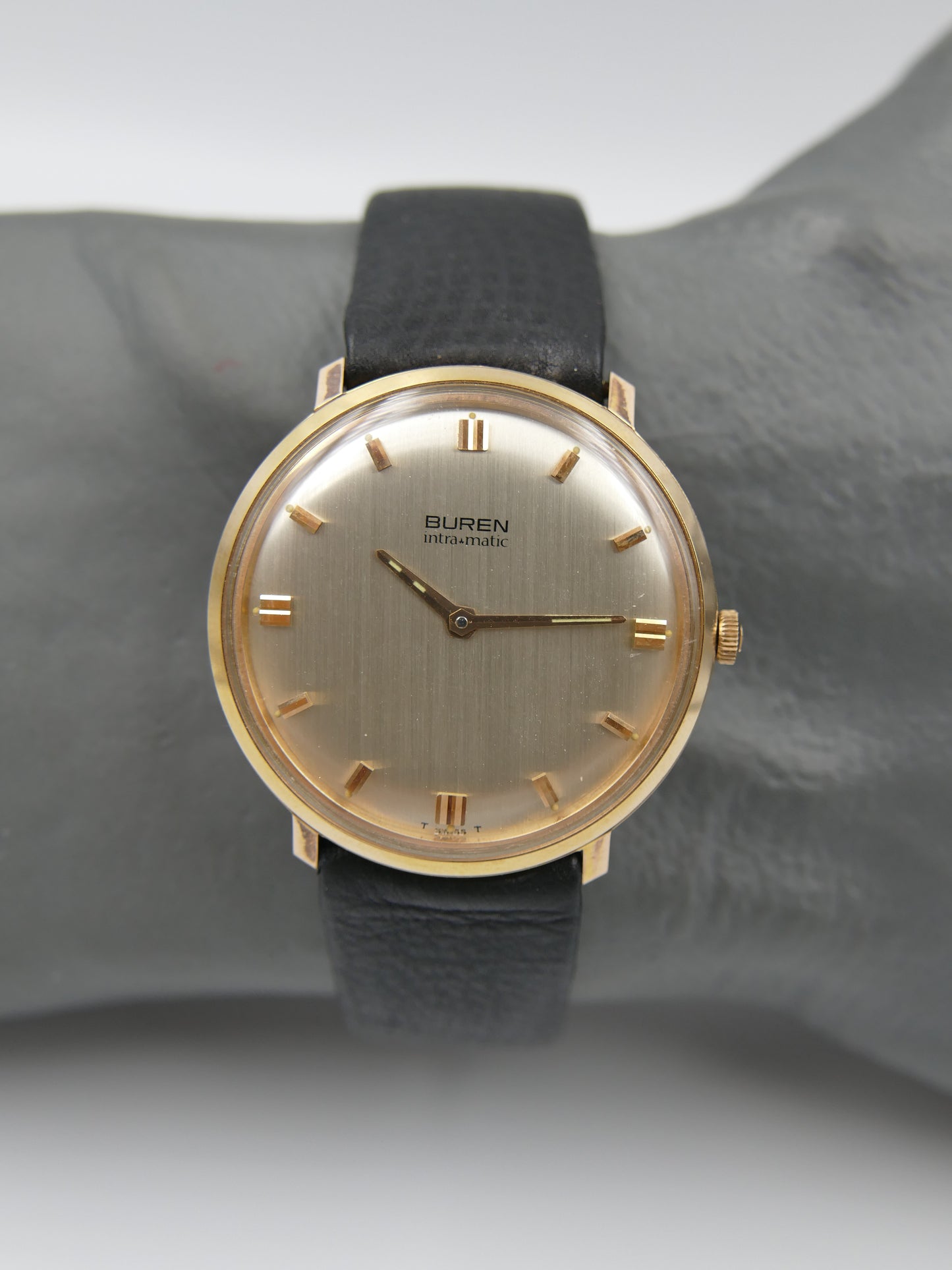 60s vintage watch mens Buren Micro Rotor Intra Matic Automatic 1280 slim rose gold pl ref 905701 NOS