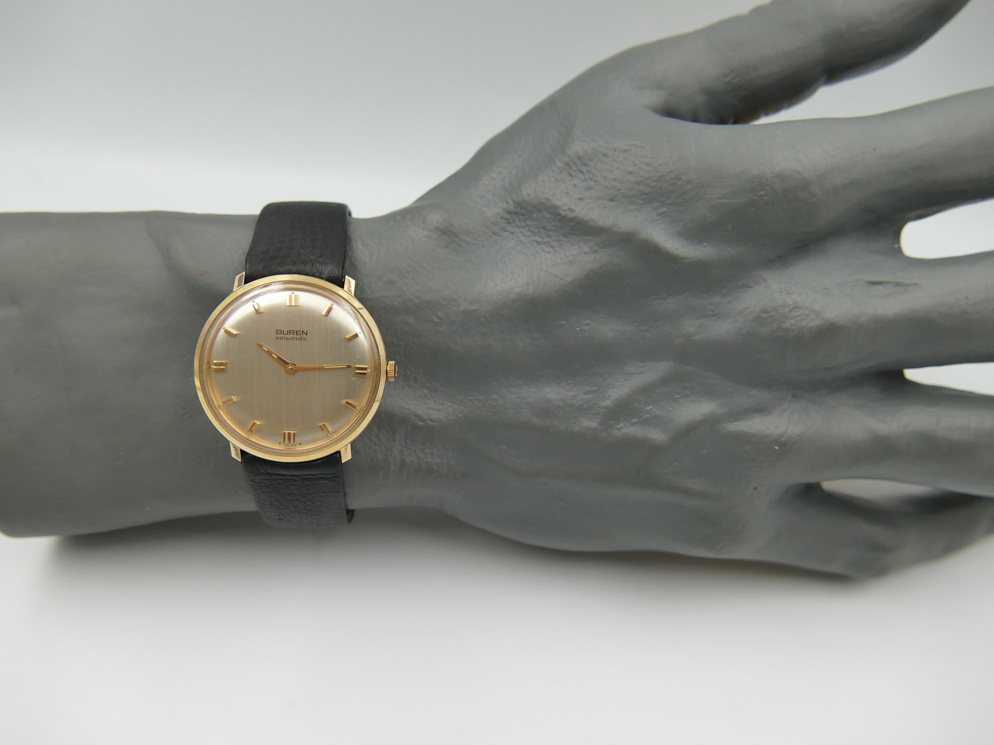 60s vintage watch mens Buren Micro Rotor Intra Matic Automatic 1280 slim rose gold pl ref 905701 NOS