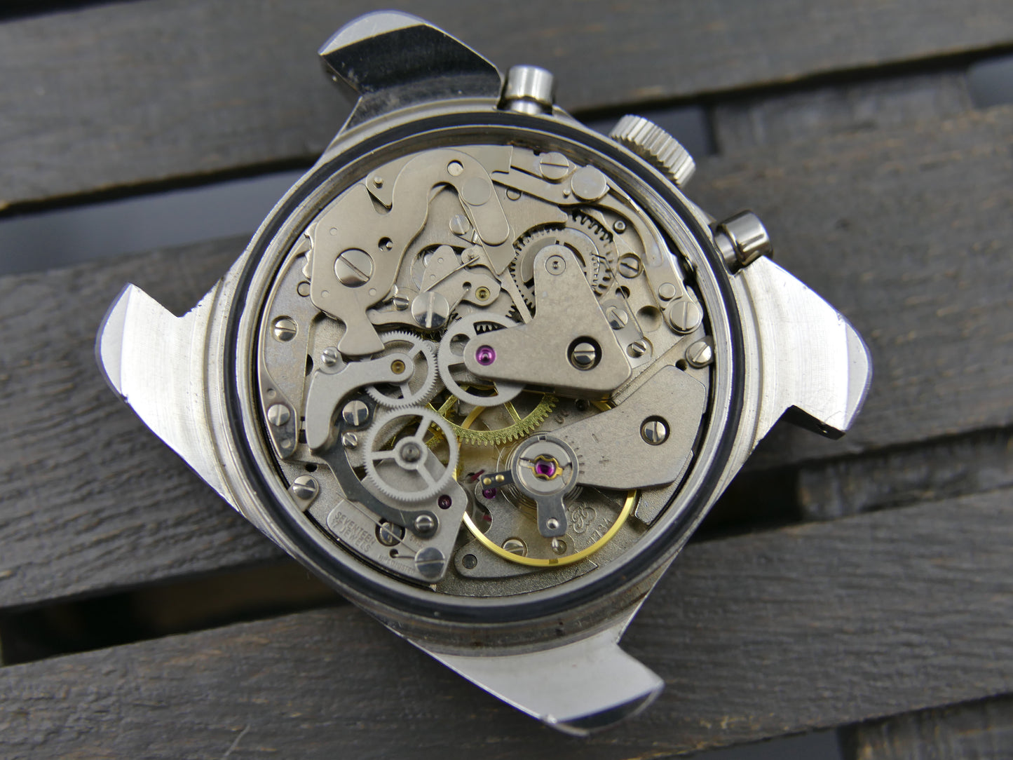 70s vintage watch mens chronograph Arola valjoux 7734 rainbow very rare
