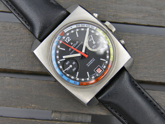 70s vintage watch mens chronograph Arola valjoux 7734 rainbow very rare