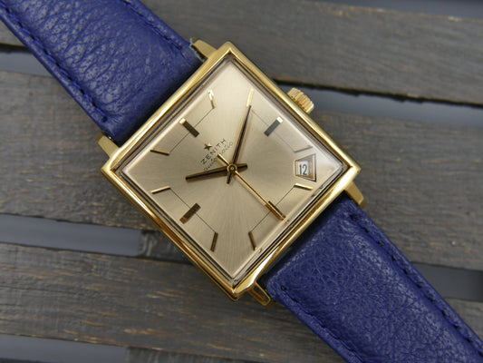 Vintage watch mens Zenith JFK square respirator automatic gold pl serviced
