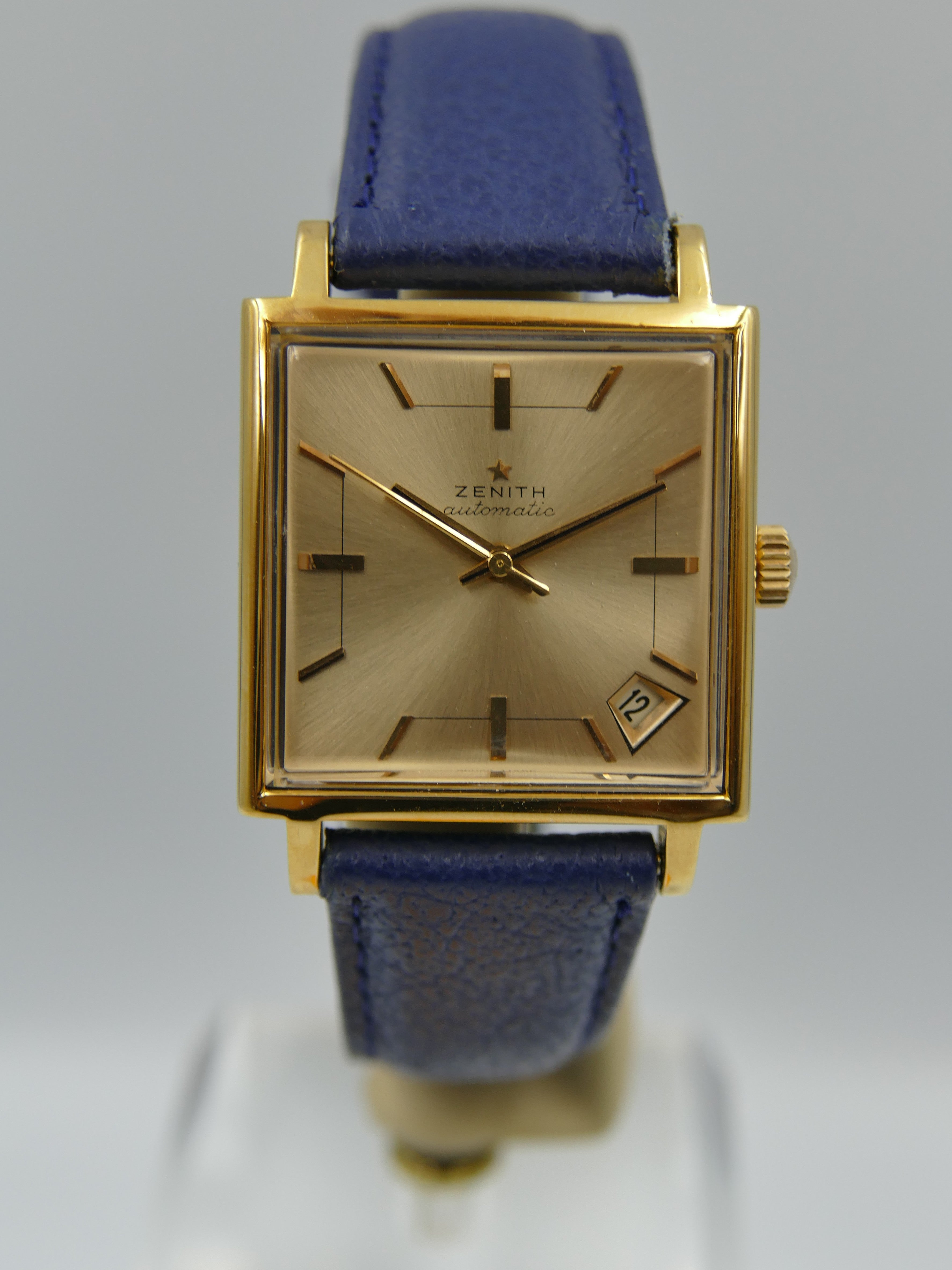 Vintage watch mens Zenith JFK square respirator automatic gold pl