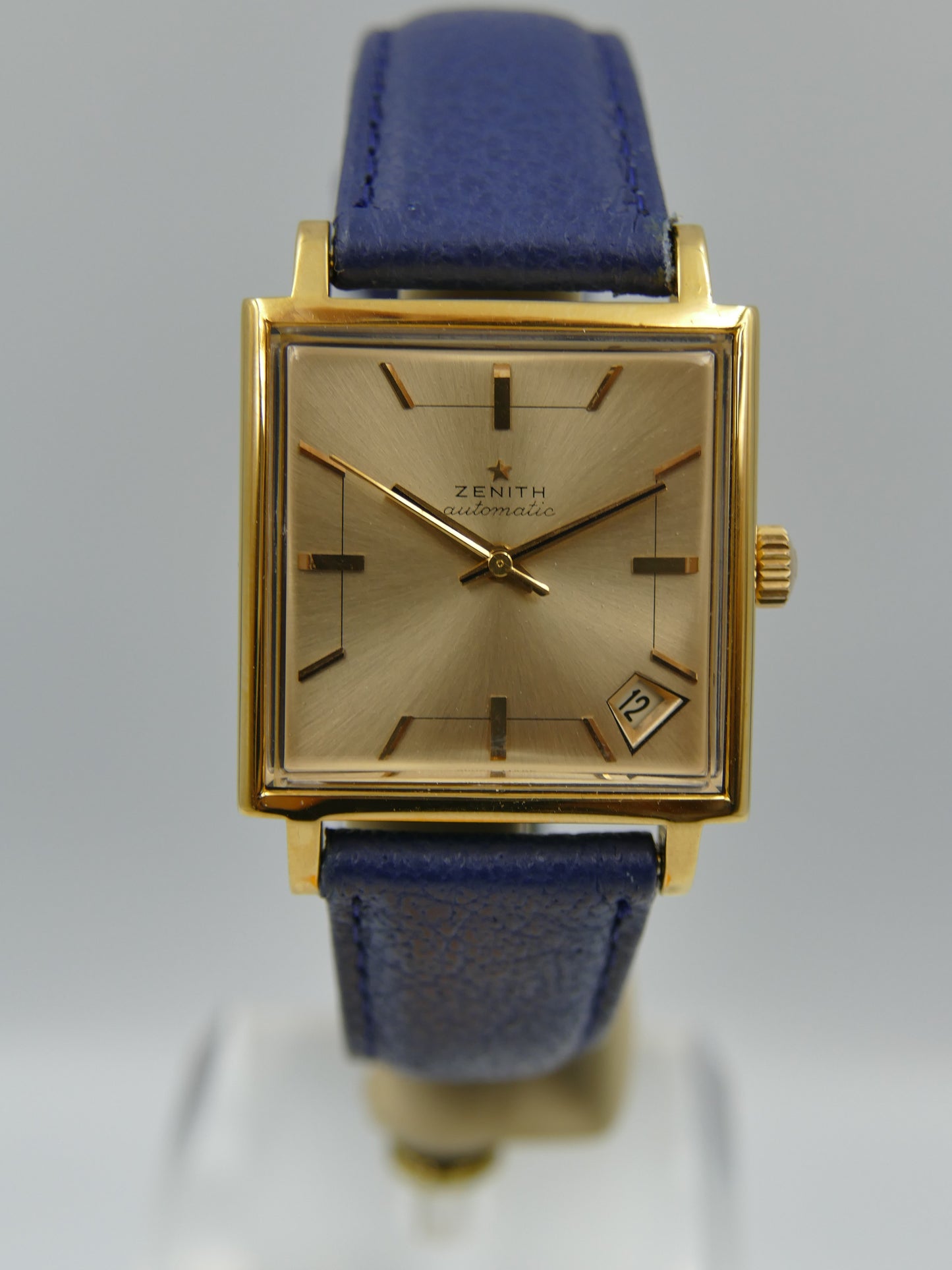 Vintage watch mens Zenith JFK square respirator automatic gold pl serviced