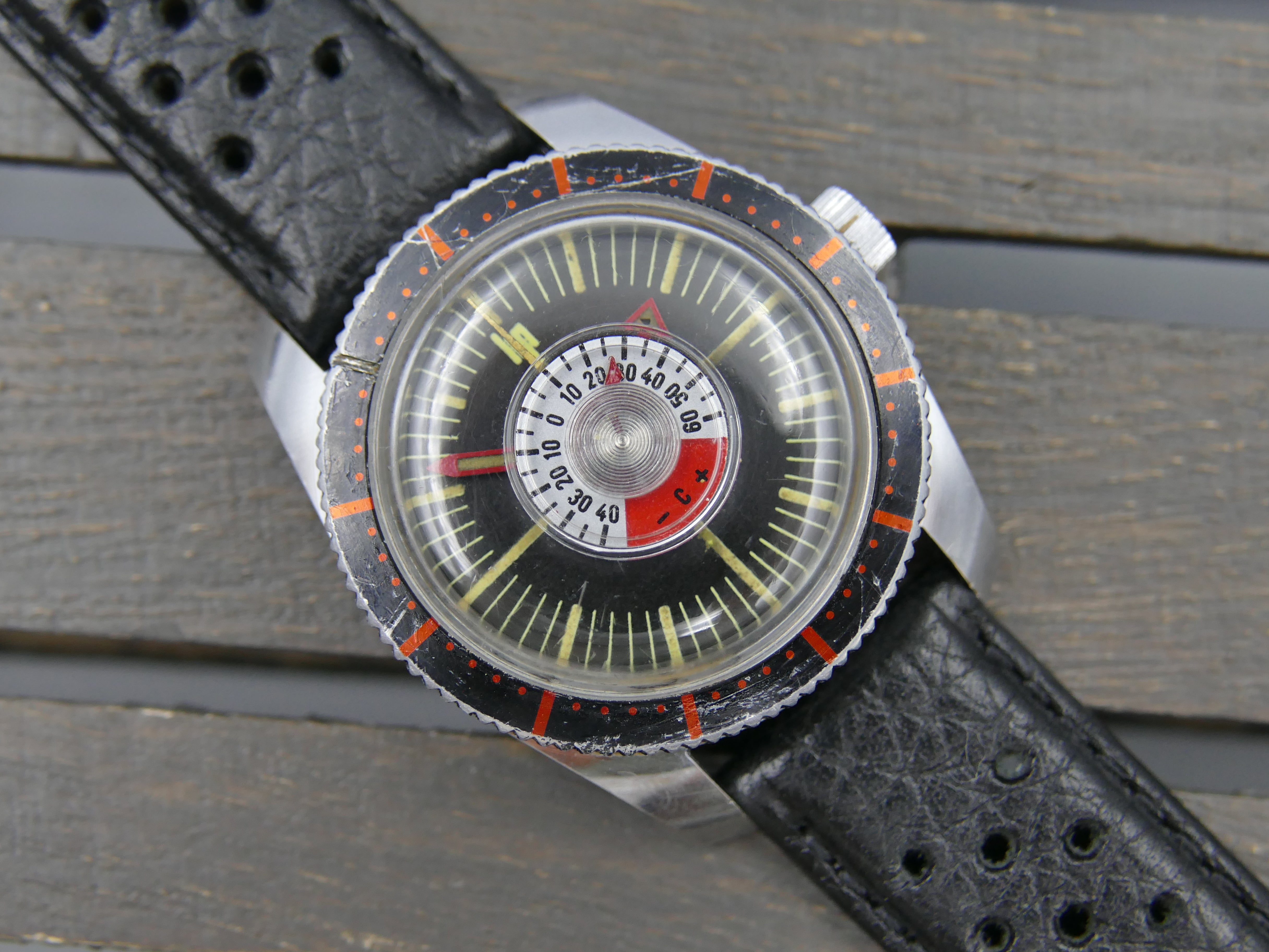 70s vintage watch mens Lip ref 42670 thermometer diver hand wind