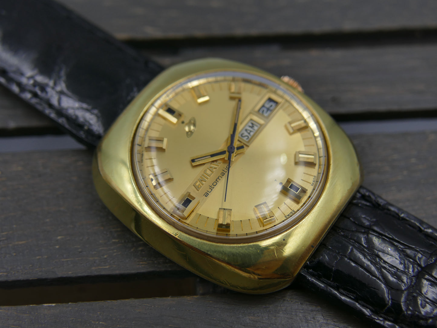 70s vintage watch mens Enicar automatic AR 167 ref 147-01-13 jumbo serviced
